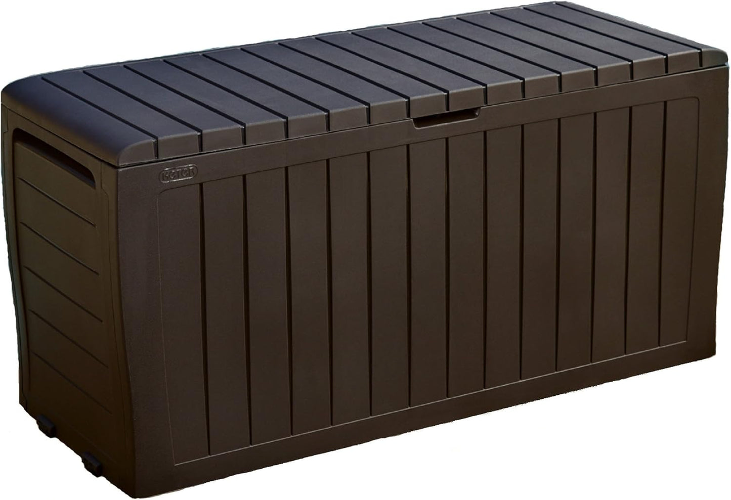 Keter Marvel Plus 71 Gallon Resin Deck Box-Organization and Storage for Patio Furniture Outdoor Cushions, Throw Pillows, Garden Tools and Pool Toys, Dark Grey