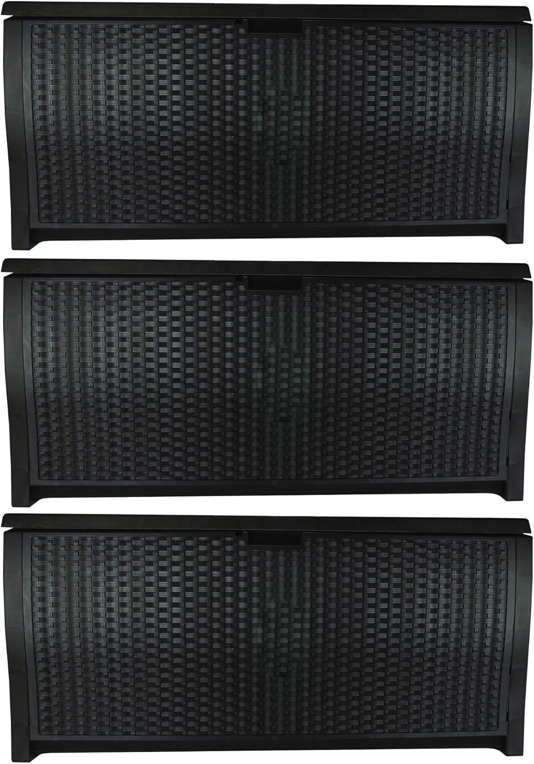 Suncast DBW9200 99 Gallon Outdoor Wicker Plastic Patio Storage Chest Bin with Handles for Patio, Garden, Garage, or Pool for All Weather, Mocha