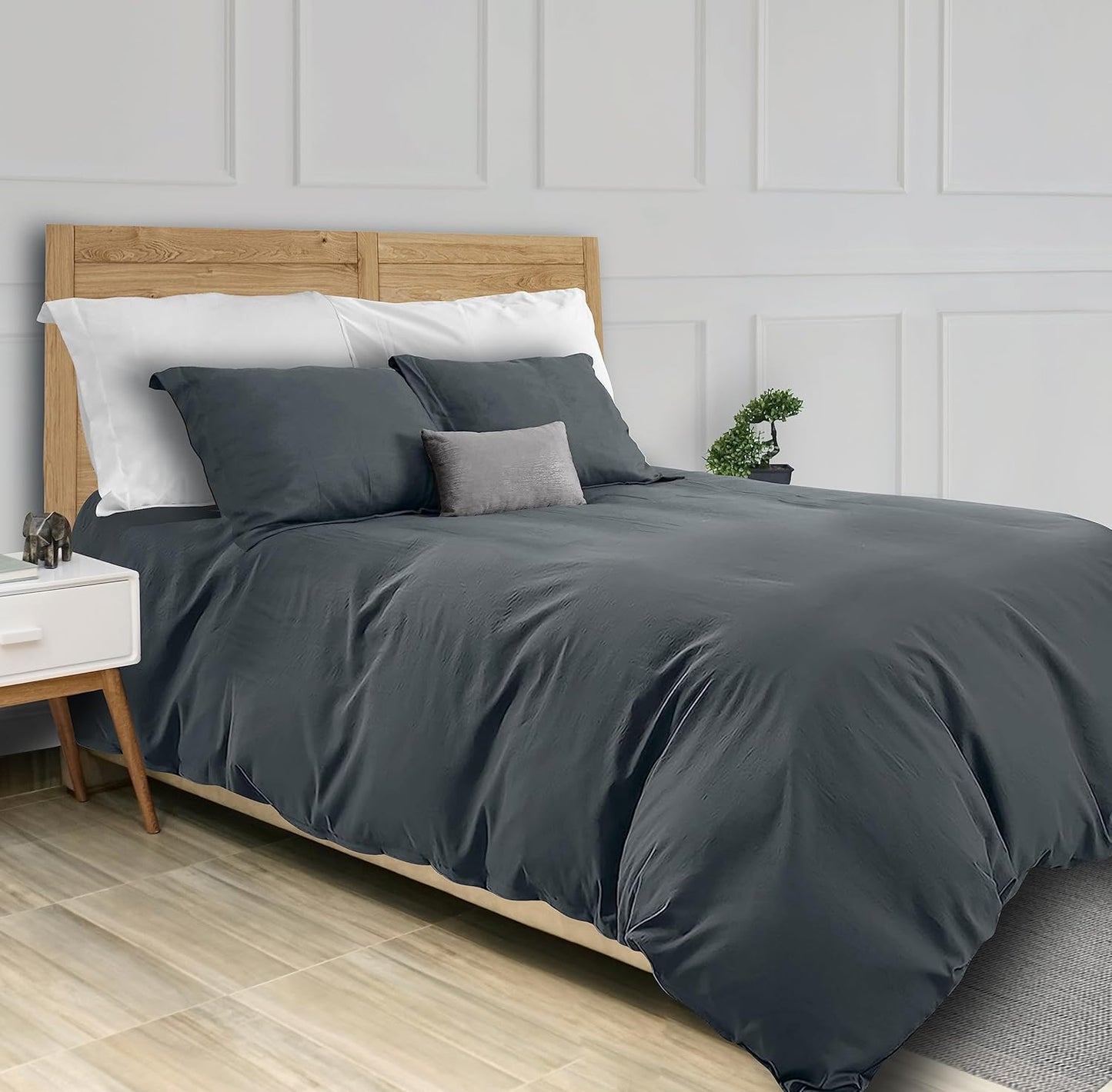 White Classic Dark Green Duvet Cover Queen Size, Microfiber Duvet Cover with Zipper, Duvet Cover Set with 2 Pillow Shams, Luxury Soft Comforter Cover Queen Size, 90 x 90 | Comforter Not Included
