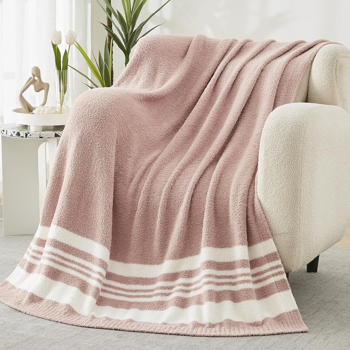 WRENSONGE Checkered Throw Blanket, Sage Green Soft Cozy Fluffy Hand Made Throw Blankets for Couch, Sofa, Chair, Bed, Camping, Picnic, Travel Lightweight Bed Blankets for Women Mothers Birthday Gifts