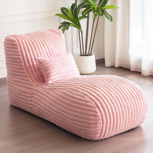MAXYOYO Chaise Lounge with Pillow, Ergonomic Chaise Lounge Chair Indoor, Soft Fabric Velvet Floor Sofa, Fainting Couch for Bedroom Living Room