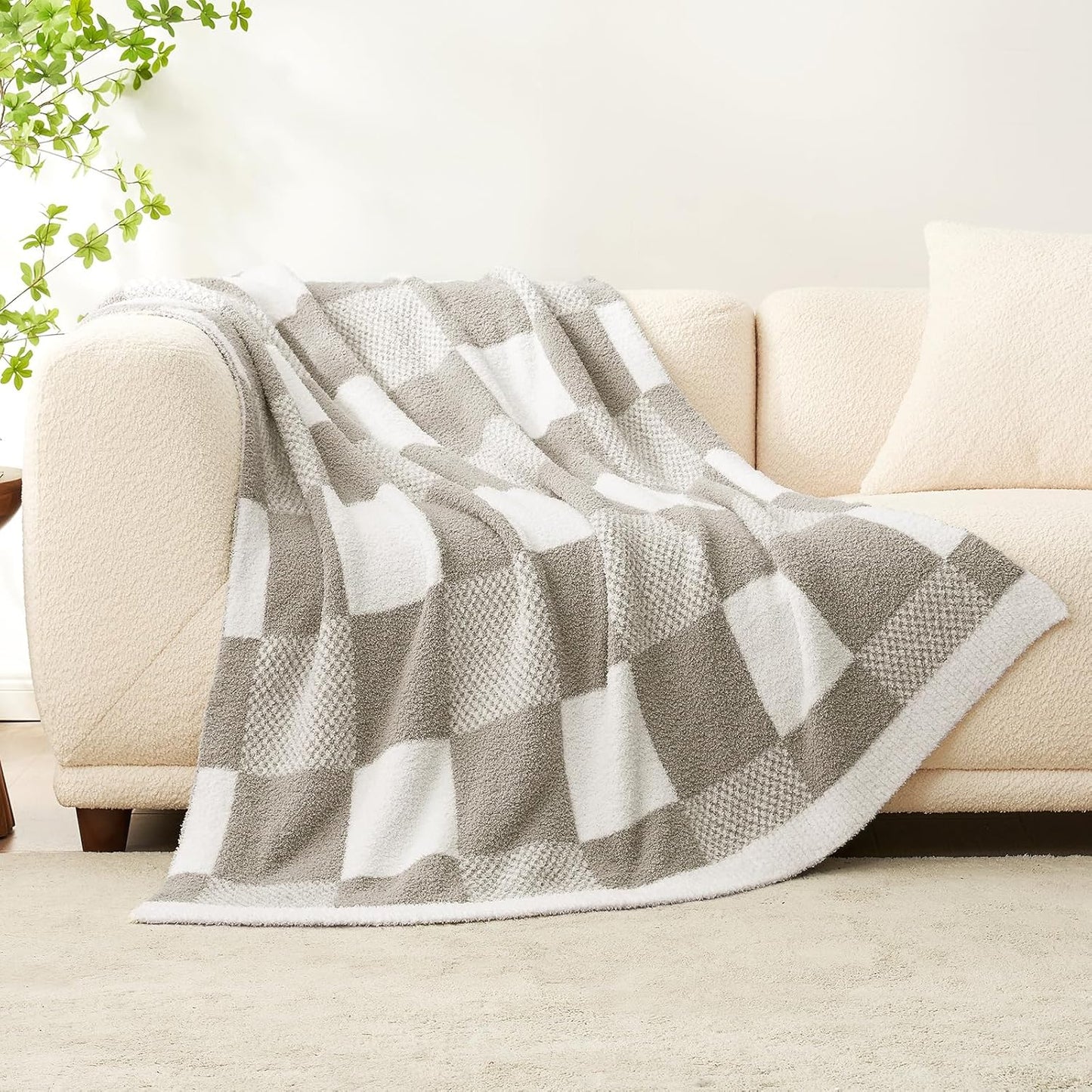 Snuggle Sac Leopard Throw Blanket for Couch Bed Sofa 50x60 inches, Reversible Beige Leopard Blanket Ultra Soft Cozy Blankets for Women Mothers Birthday Gifts