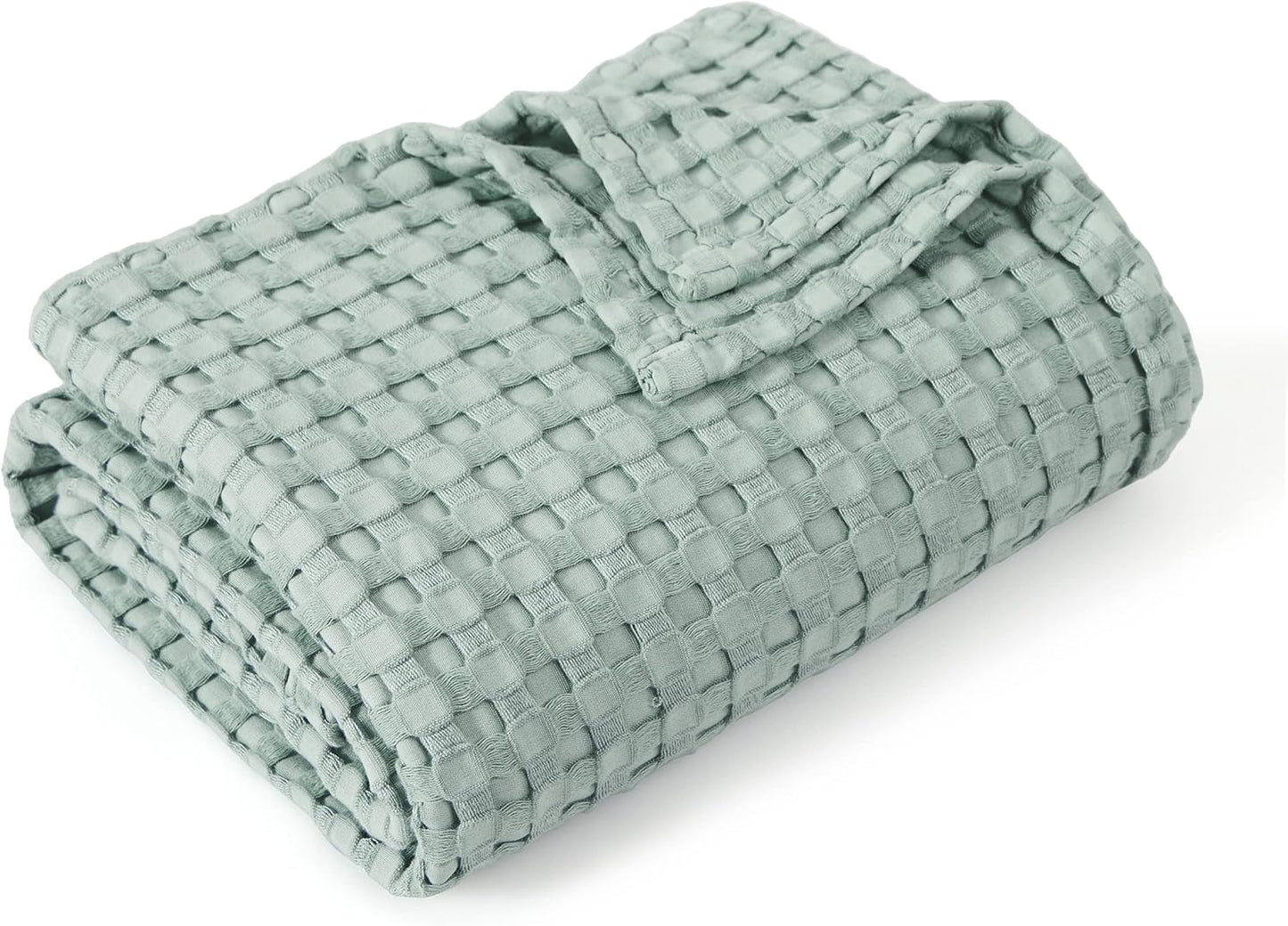 Bedsure Cooling Cotton Waffle Queen Size Blanket - Lightweight Breathable Summer Blanket of Rayon Derived from Bamboo for Hot Sleepers, Luxury Throws for Bed, Couch and Sofa, Ivory, 90x90 Inches