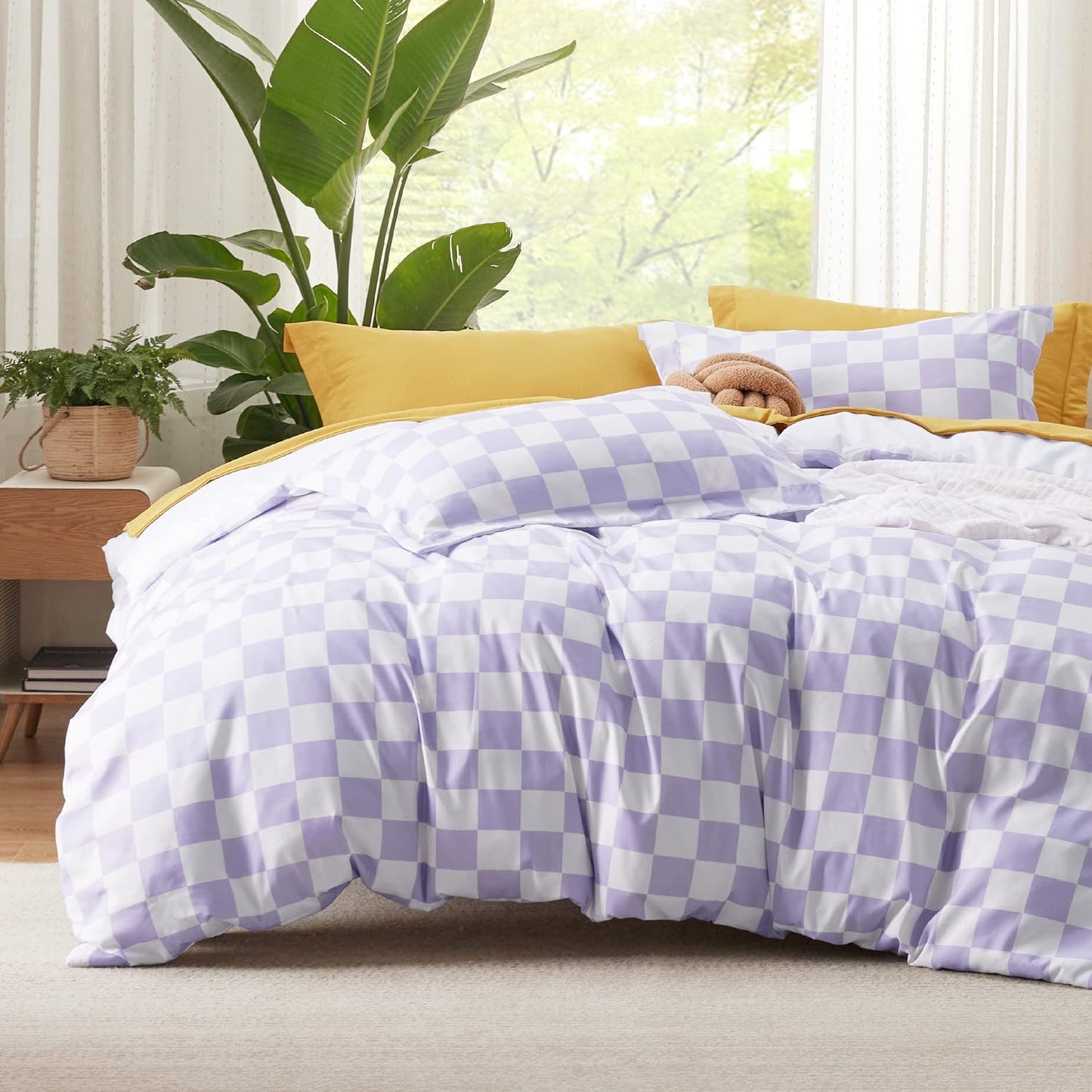 Bedsure Duvet Cover Queen Size - Gingham Reversible Buffalo Plaid Duvet Cover Set with Zipper Closure, 3 Pieces Blue Bedding Set with 8 Corner Ties and 2 Pillow Shams 20"x26"