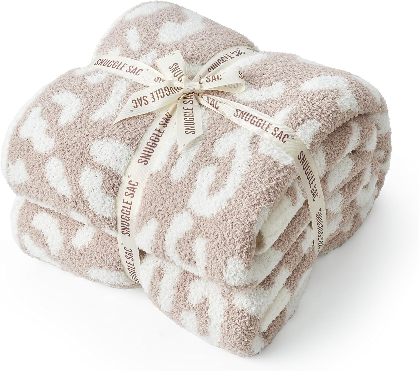 Snuggle Sac Leopard Throw Blanket for Couch Bed Sofa 50x60 inches, Reversible Beige Leopard Blanket Ultra Soft Cozy Blankets for Women Mothers Birthday Gifts