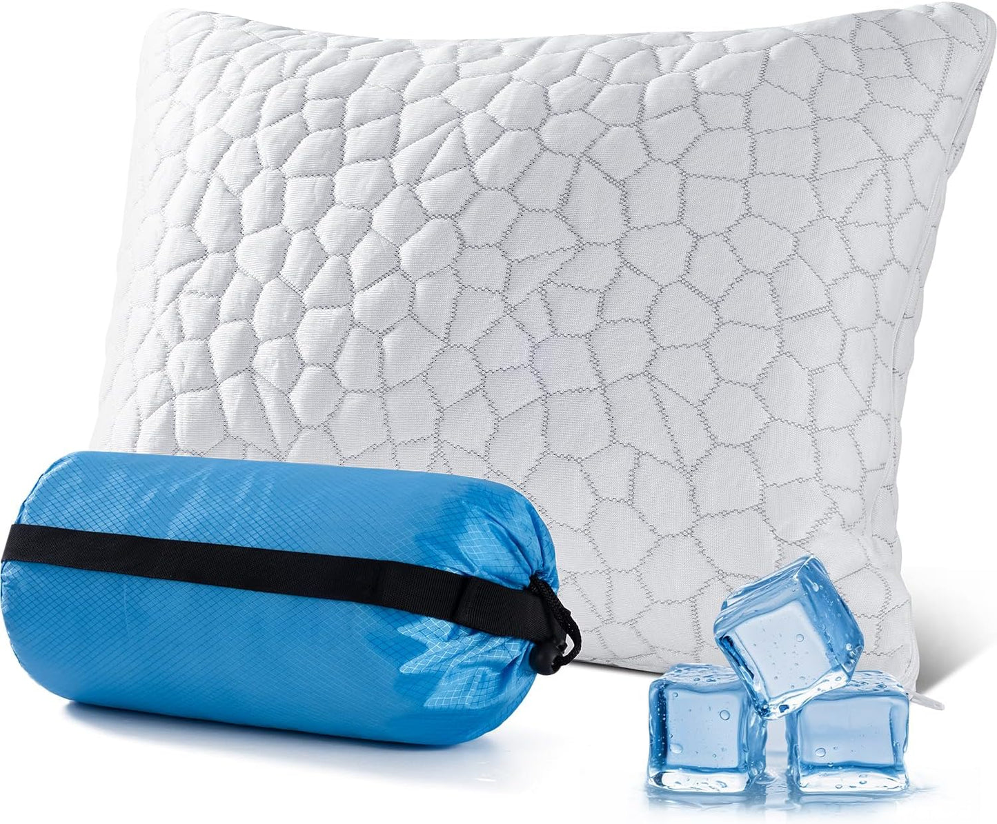 QUTOOL Cooling Pillows for Sleeping 2 Pack, Shredded Memory Foam Bed Pillows Queen Size Set of 2, Cool Gel Pillow for Hot Sleepers Adjustable Firm Pillow for Side, Back and Stomach Sleepers Supportive