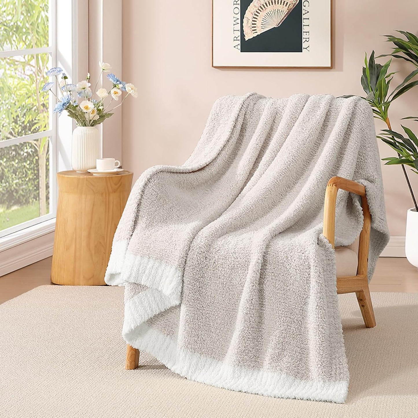 WRENSONGE Checkered Throw Blanket, Sage Green Soft Cozy Fluffy Hand Made Throw Blankets for Couch, Sofa, Chair, Bed, Camping, Picnic, Travel Lightweight Bed Blankets for Women Mothers Birthday Gifts
