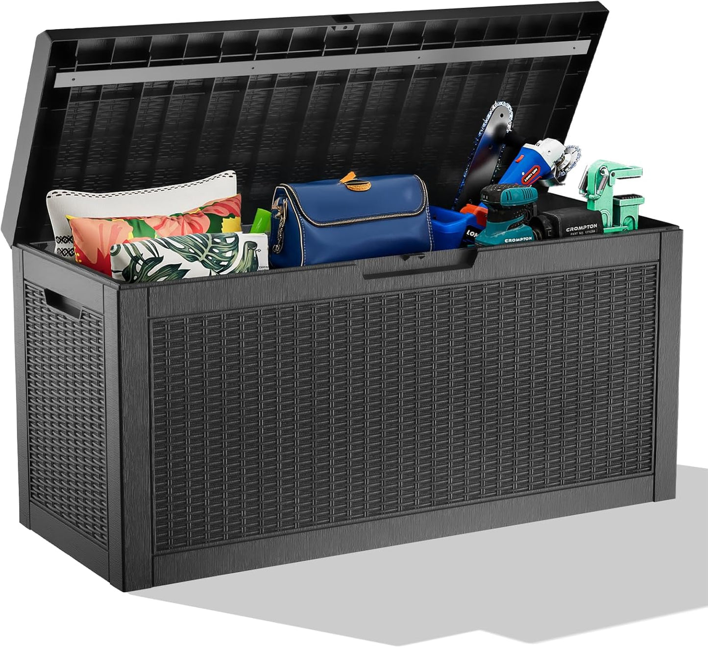 Vixzen 45 Gallon Resin Deck Box, Lockable Outdoor Storage Box for Patio Cushions Storage Furniture,Garden Tools, Pool Supplies, Weatherproof and UV Resistant