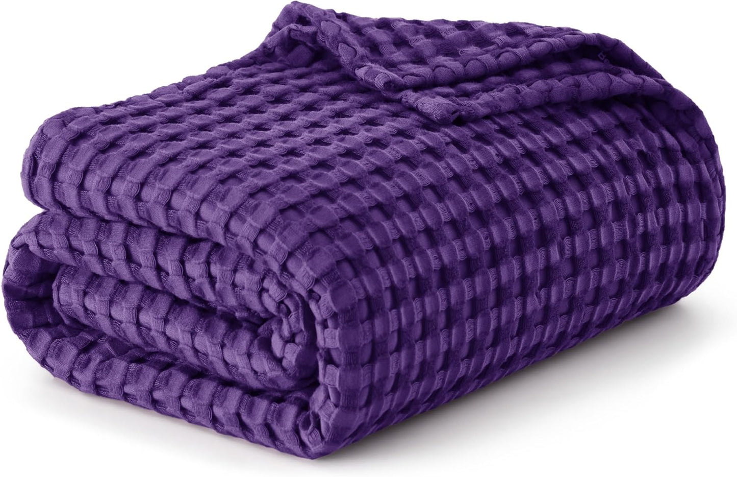Bedsure Cooling Cotton Waffle Queen Size Blanket - Lightweight Breathable Summer Blanket of Rayon Derived from Bamboo for Hot Sleepers, Luxury Throws for Bed, Couch and Sofa, Ivory, 90x90 Inches