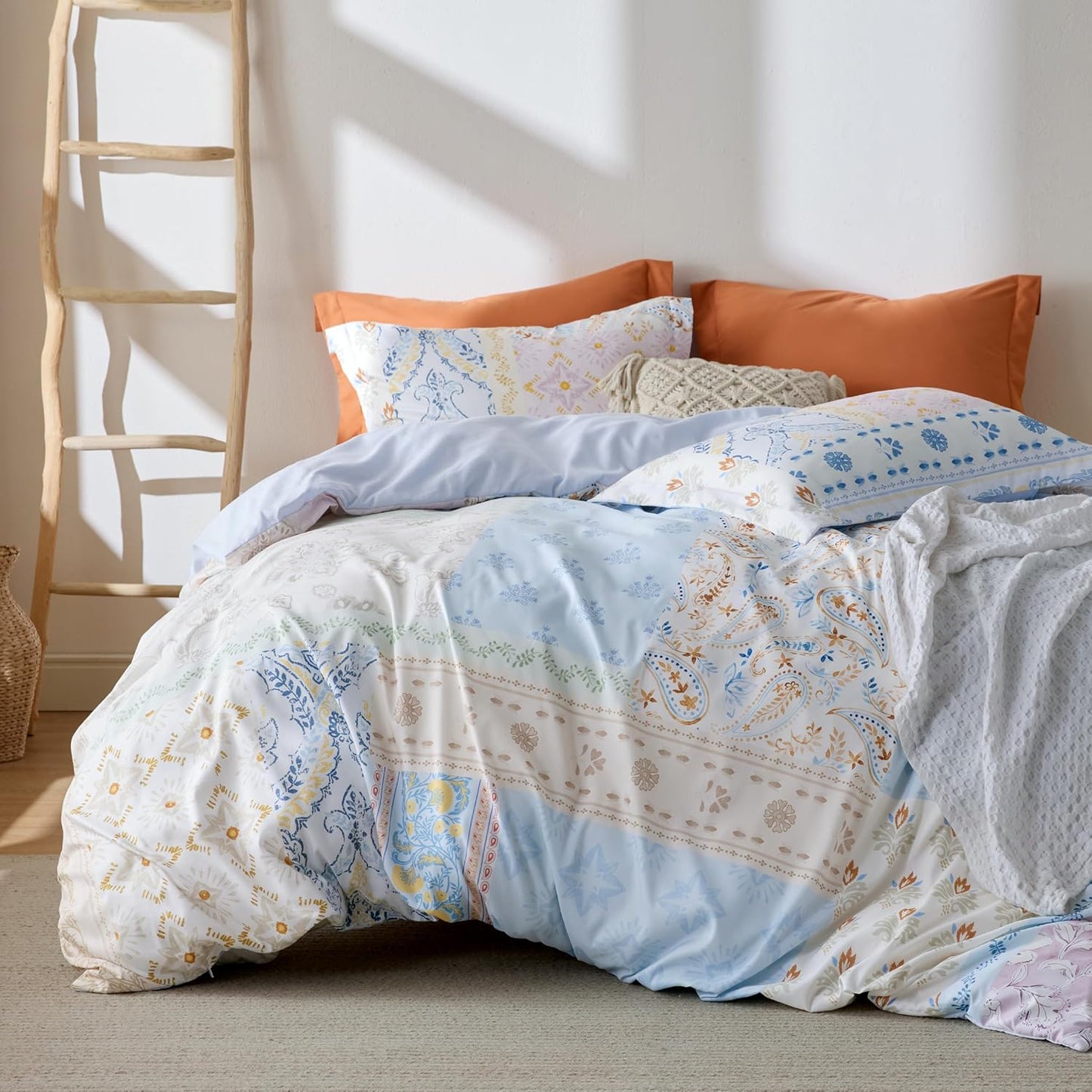 Bedsure Duvet Cover Queen Size - Gingham Reversible Buffalo Plaid Duvet Cover Set with Zipper Closure, 3 Pieces Blue Bedding Set with 8 Corner Ties and 2 Pillow Shams 20"x26"