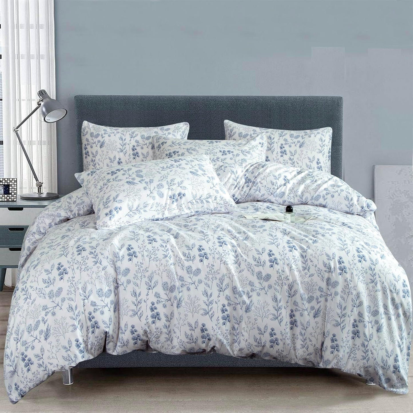 Jane yre Duvet Cover Queen Floral, Brushed Microfiber 3 Pieces Bedding Set, Garden Style Vintage Floral Queen Duvet Cover Flower, with Zipper Closure, Luxury Soft Breathable Comfy