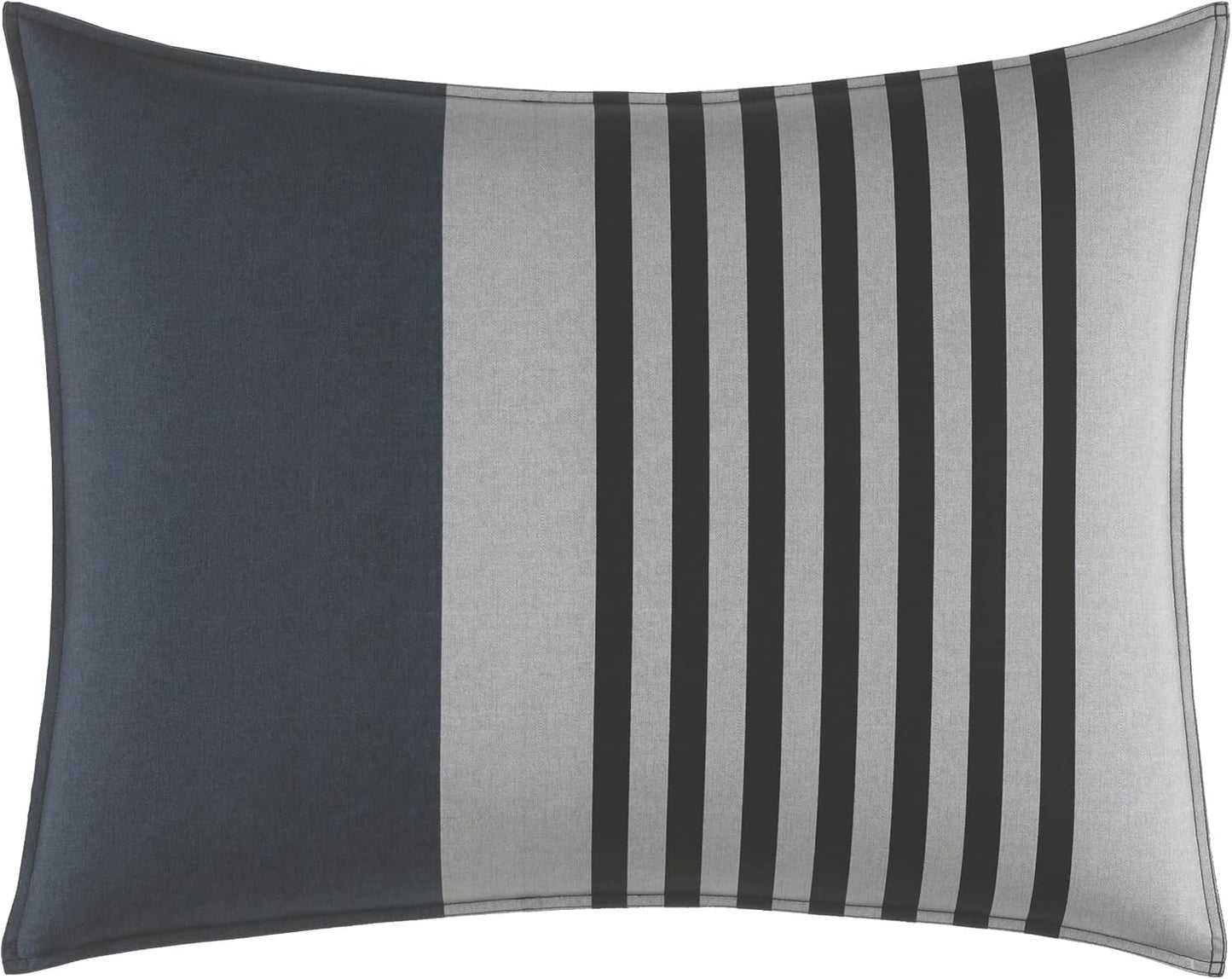 Nautica Duvet Cover Set Cotton Reversible Bedding with Matching Sham, Styligh Home Decor, Twin, Rendon Charcoal/Navy 2 Count