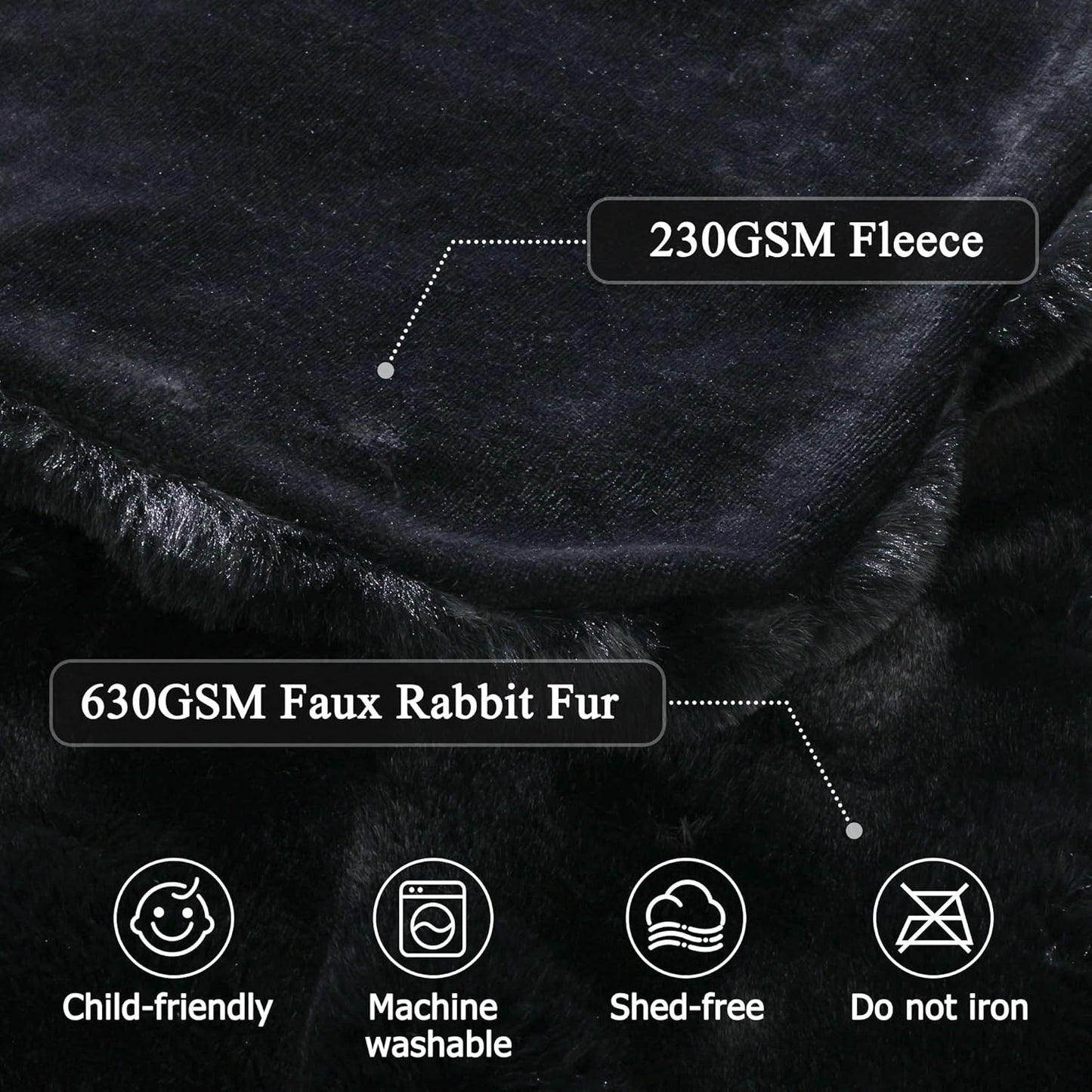 Fuzzy Cozy Super Soft Faux Fur Blanket Black 50x60 Inch Fluffy Plush Thick Throw Blanket for Couch Bed Sofa