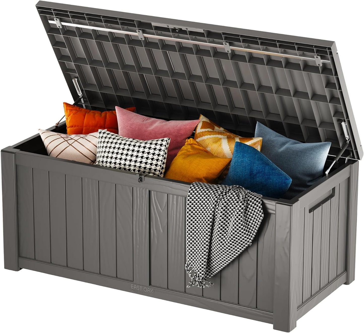 EAST OAK Outdoor Storage Box, 31 Gallon Deck Box, Waterproof Resin Storage Bin for Patio Cushions, Gardening Tools, Accessories, Lockable, UV Resistant, Black