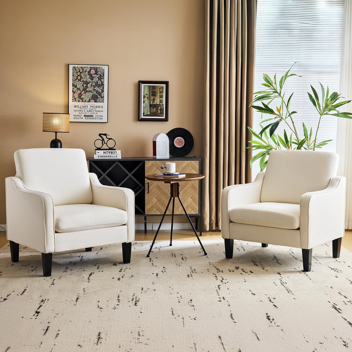 VINGLI Accent Chairs for Living Room Chairs Reading Chair Mid Century Modern Chair Soft Chenille Sofa Chair Upholstered Arm Chair Comfy Chair Side Chair (Light Grey Chenille)
