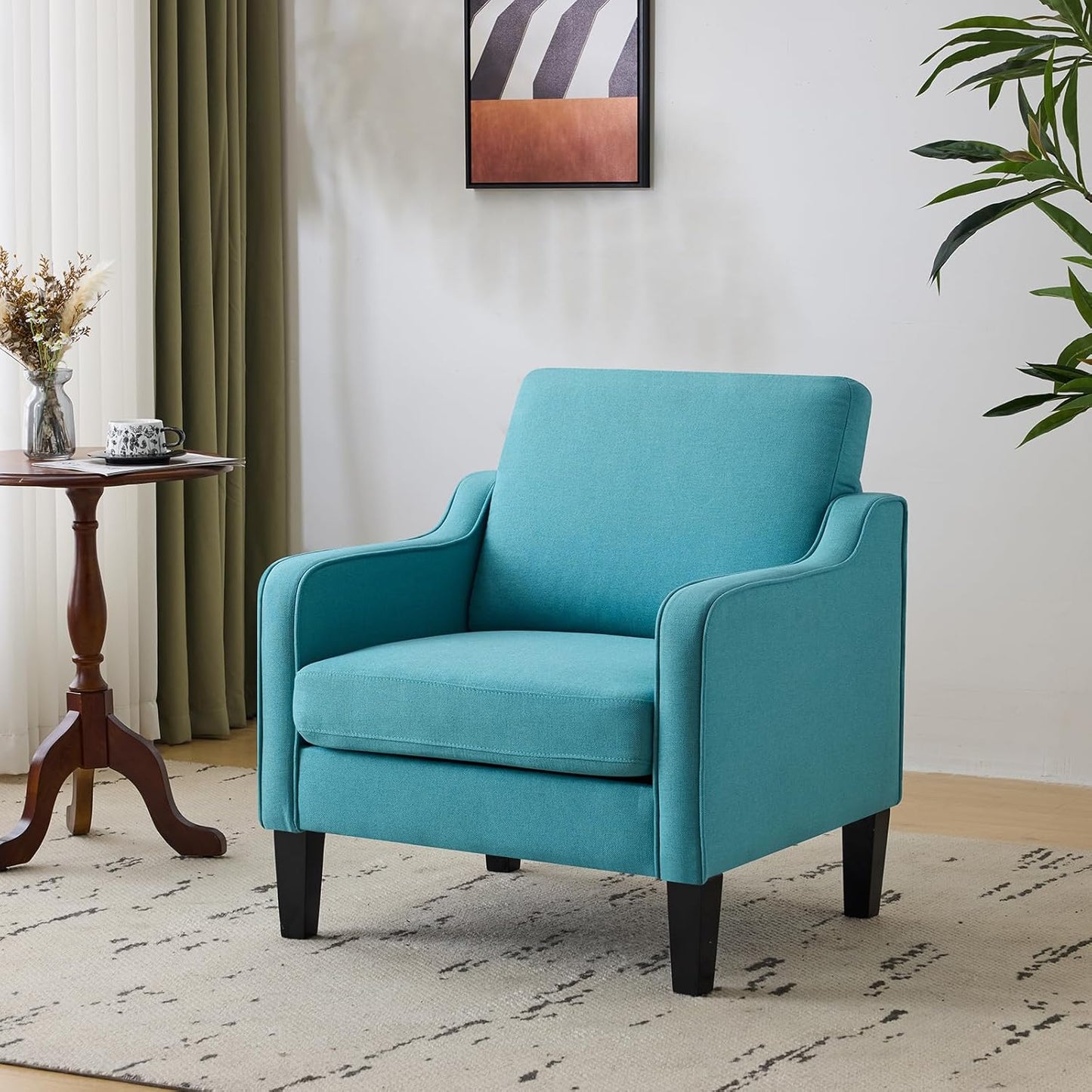 VINGLI Accent Chairs for Living Room Chairs Reading Chair Mid Century Modern Chair Soft Chenille Sofa Chair Upholstered Arm Chair Comfy Chair Side Chair (Light Grey Chenille)