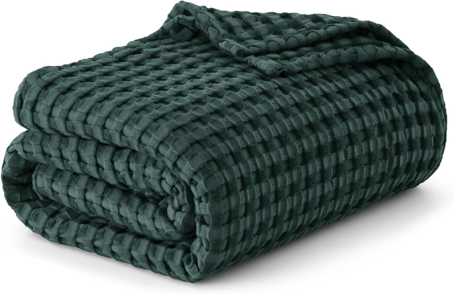 Bedsure Cooling Cotton Waffle Queen Size Blanket - Lightweight Breathable Summer Blanket of Rayon Derived from Bamboo for Hot Sleepers, Luxury Throws for Bed, Couch and Sofa, Ivory, 90x90 Inches