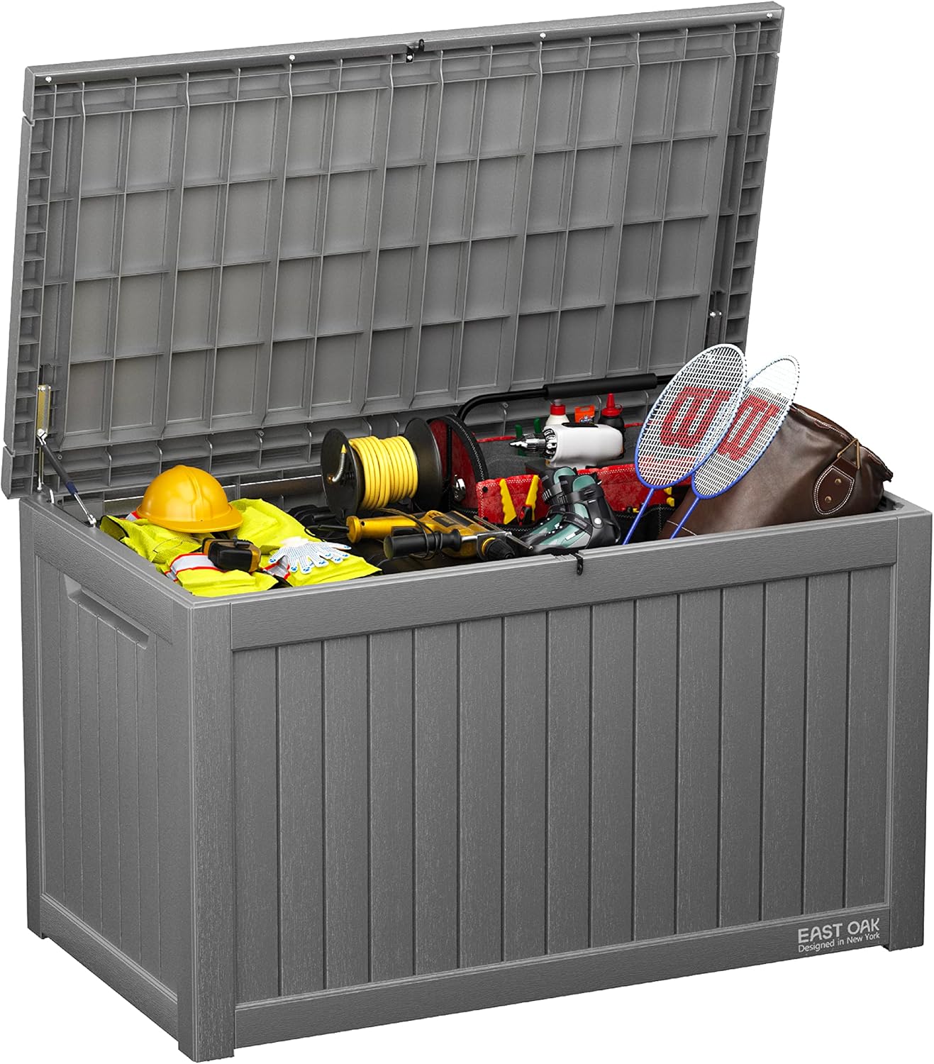 EAST OAK Outdoor Storage Box, 31 Gallon Deck Box, Waterproof Resin Storage Bin for Patio Cushions, Gardening Tools, Accessories, Lockable, UV Resistant, Black