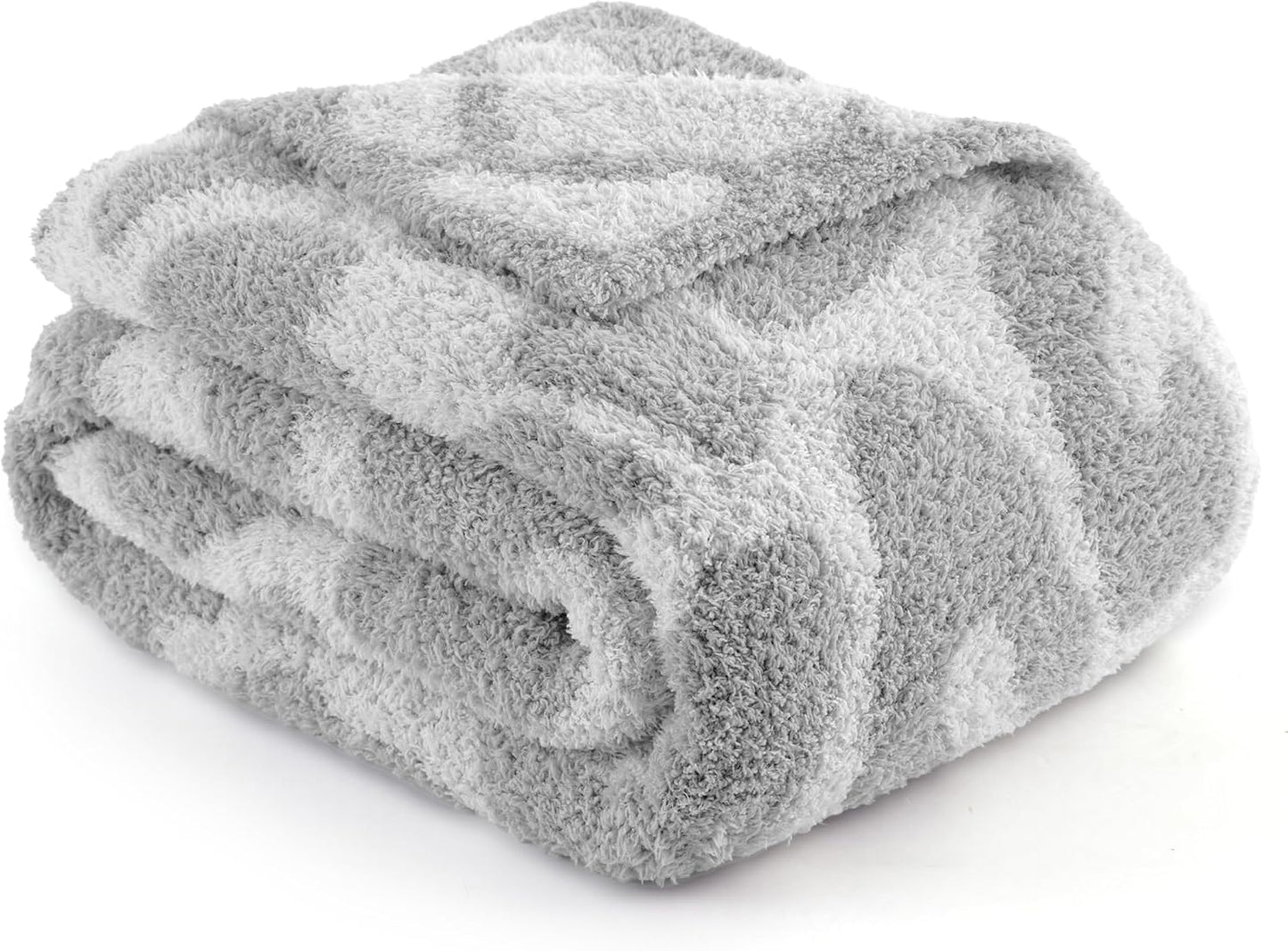 Bedsure Checkered Throw Blanket for Couch - Super Soft, Cozy & Warm Knit Blanket, Breathable, Lightweight & Fluffy for Bed & Sofa, Checkered Beige, 50x60 Inches