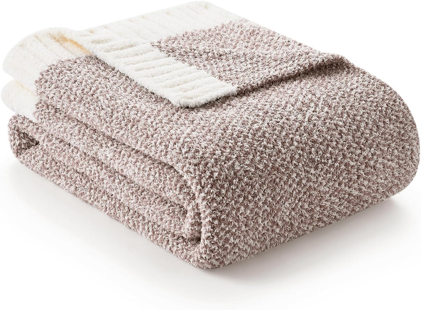 Snuggle Sac Buttery Ivory Throw Blanket for Couch, Reversible Super Soft Knitted Blankets, Warm Cozy Knit Fuzzy Plush Lightweight Throws Dupes for Sofa, Bed, Picnic, Ivory, 50 x 60 inches