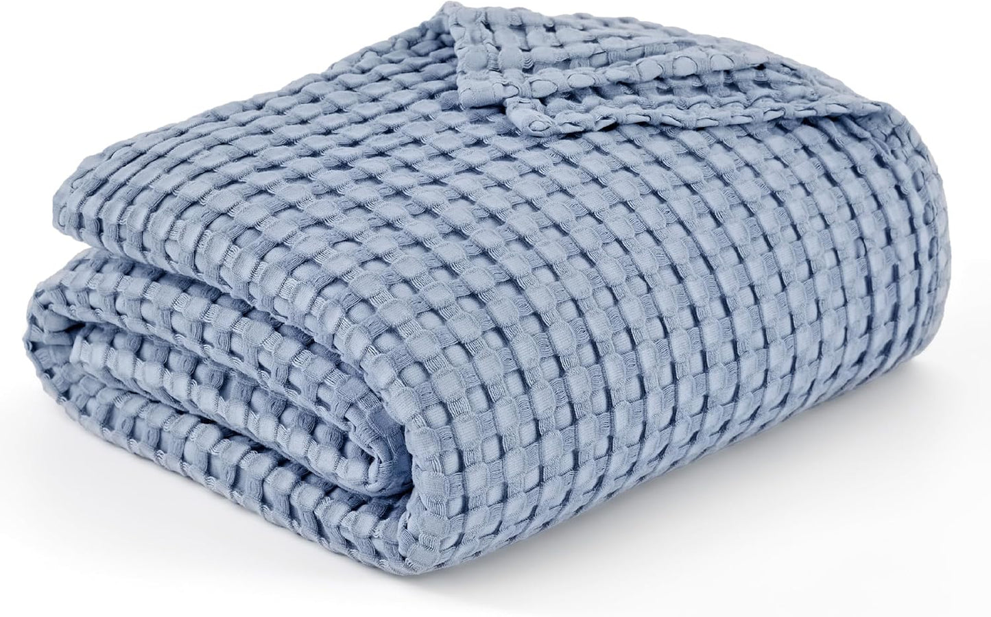 Bedsure Cooling Cotton Waffle Queen Size Blanket - Lightweight Breathable Summer Blanket of Rayon Derived from Bamboo for Hot Sleepers, Luxury Throws for Bed, Couch and Sofa, Ivory, 90x90 Inches