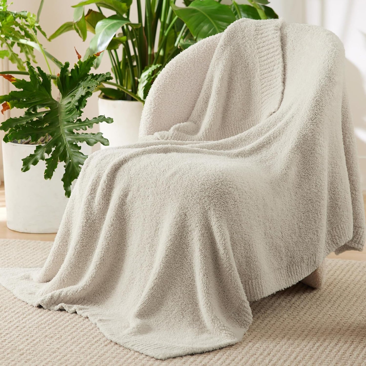 Bedsure Checkered Throw Blanket for Couch - Super Soft, Cozy & Warm Knit Blanket, Breathable, Lightweight & Fluffy for Bed & Sofa, Checkered Beige, 50x60 Inches