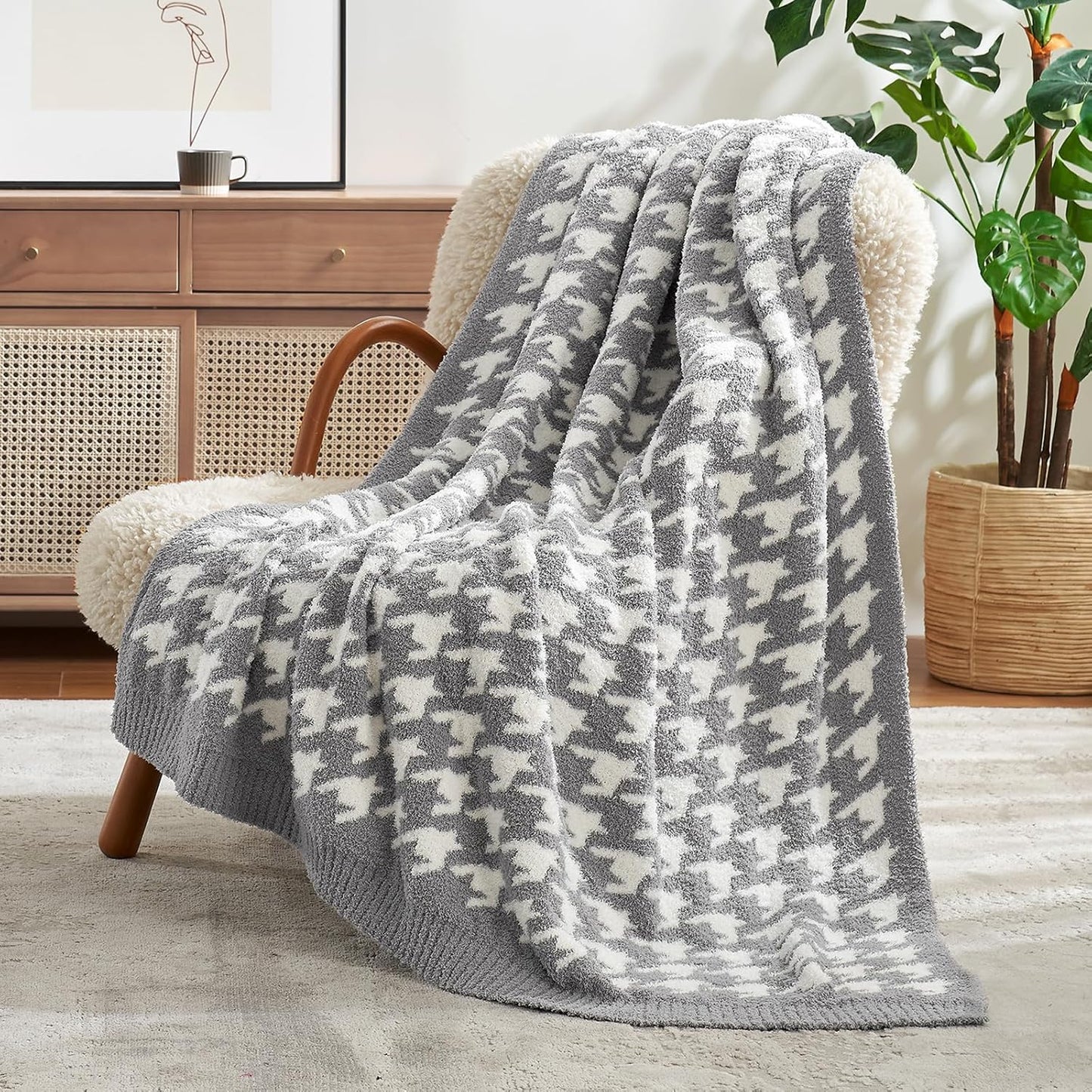 Snuggle Sac Buttery Ivory Throw Blanket for Couch, Reversible Super Soft Knitted Blankets, Warm Cozy Knit Fuzzy Plush Lightweight Throws Dupes for Sofa, Bed, Picnic, Ivory, 50 x 60 inches