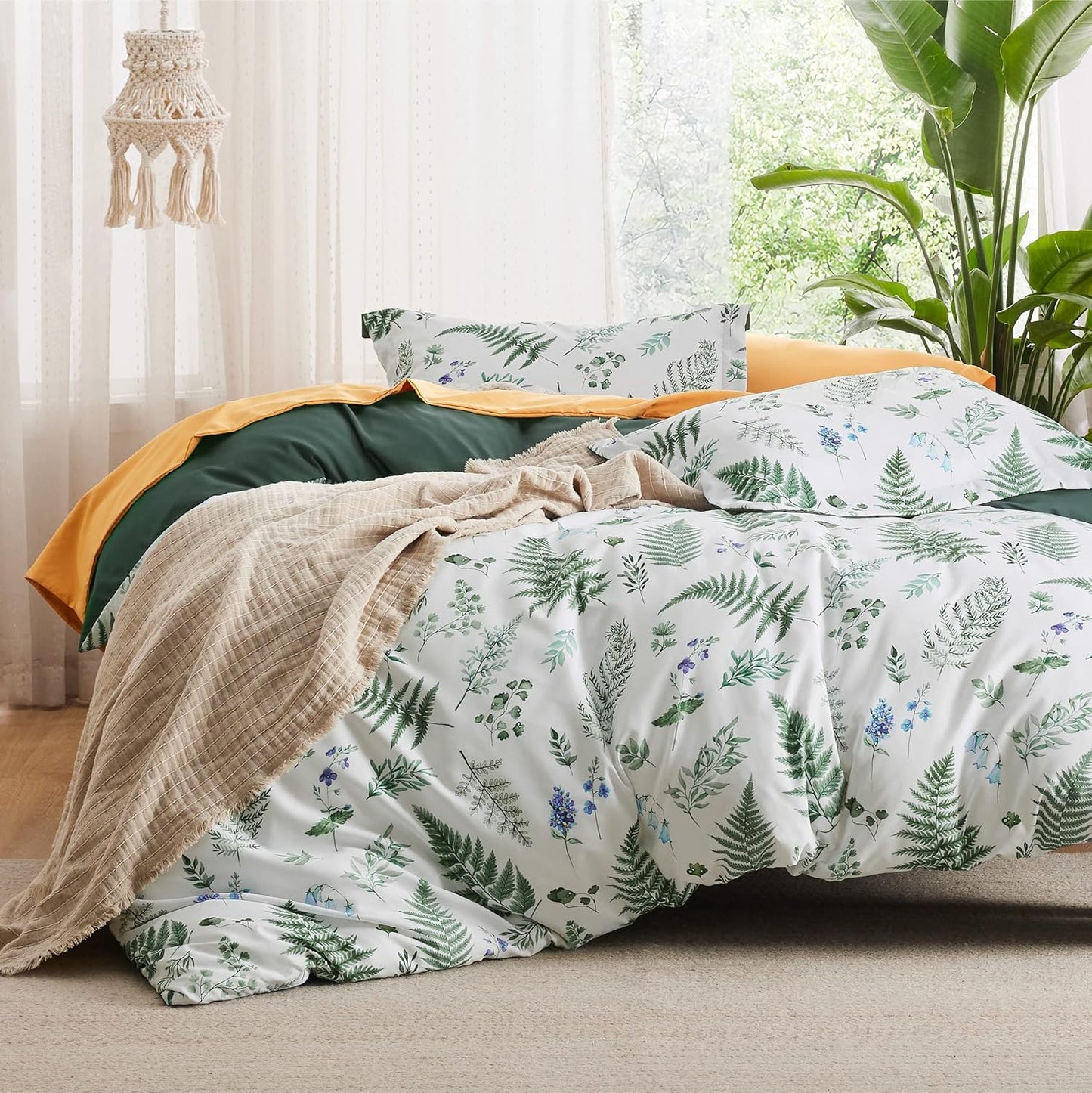 Bedsure Duvet Cover Queen Size - Gingham Reversible Buffalo Plaid Duvet Cover Set with Zipper Closure, 3 Pieces Blue Bedding Set with 8 Corner Ties and 2 Pillow Shams 20"x26"