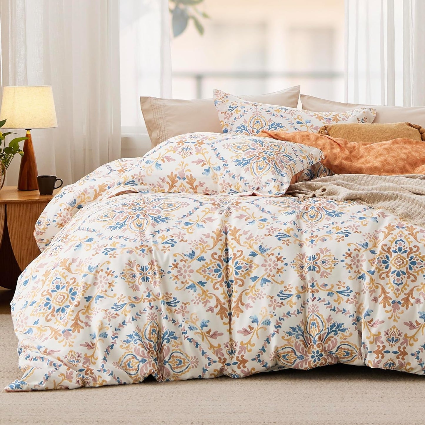 Bedsure Duvet Cover Queen Size - Gingham Reversible Buffalo Plaid Duvet Cover Set with Zipper Closure, 3 Pieces Blue Bedding Set with 8 Corner Ties and 2 Pillow Shams 20"x26"