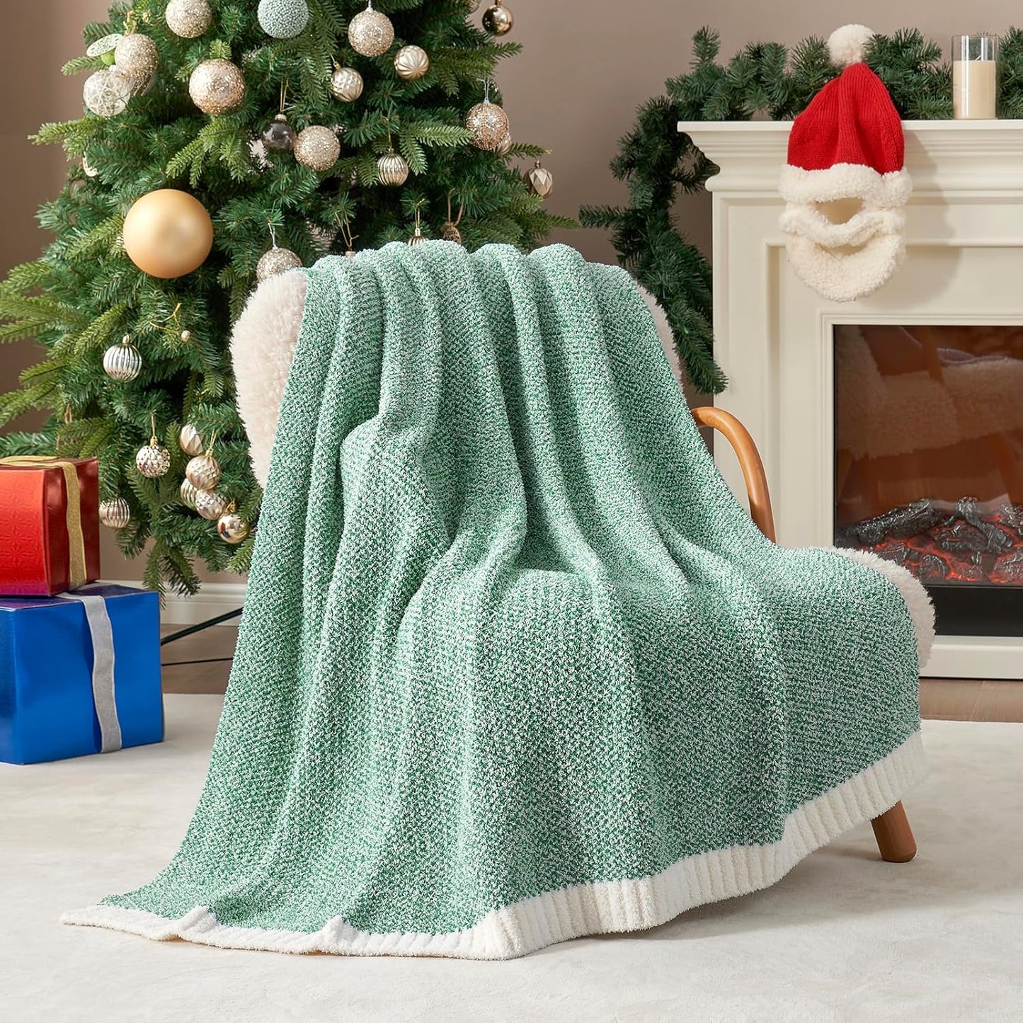 Snuggle Sac Buttery Ivory Throw Blanket for Couch, Reversible Super Soft Knitted Blankets, Warm Cozy Knit Fuzzy Plush Lightweight Throws Dupes for Sofa, Bed, Picnic, Ivory, 50 x 60 inches