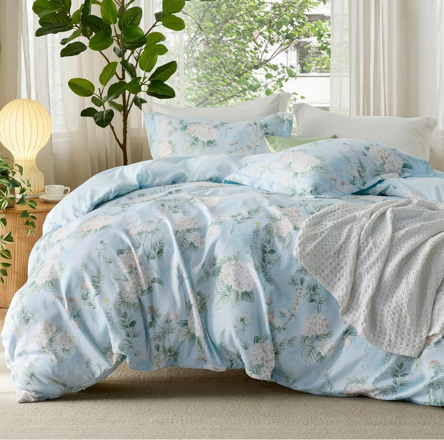 Bedsure Duvet Cover Queen Size - Gingham Reversible Buffalo Plaid Duvet Cover Set with Zipper Closure, 3 Pieces Blue Bedding Set with 8 Corner Ties and 2 Pillow Shams 20"x26"