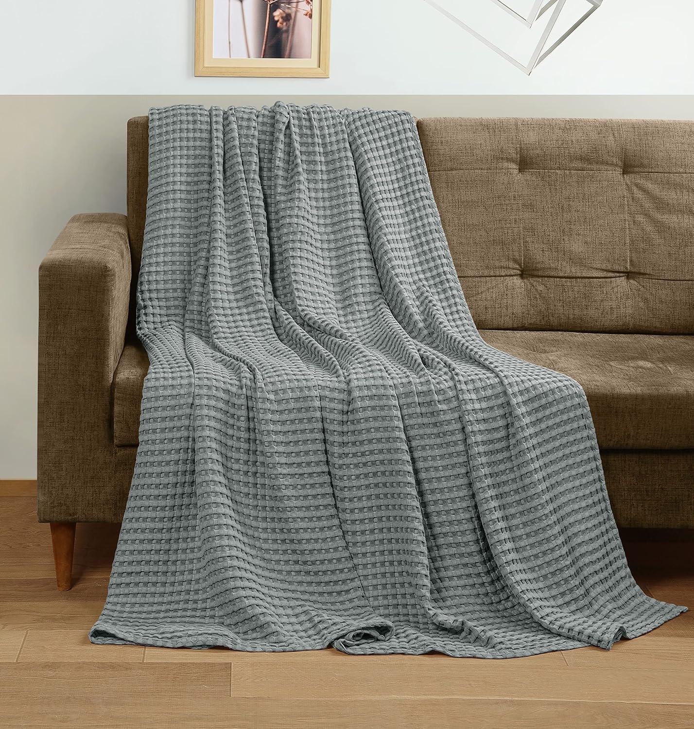 Utopia Bedding White 100% Cotton Waffle Blanket 300 GSM [King - 90x108 Inch] Soft Lightweight Breathable Bed Blanket for All Season