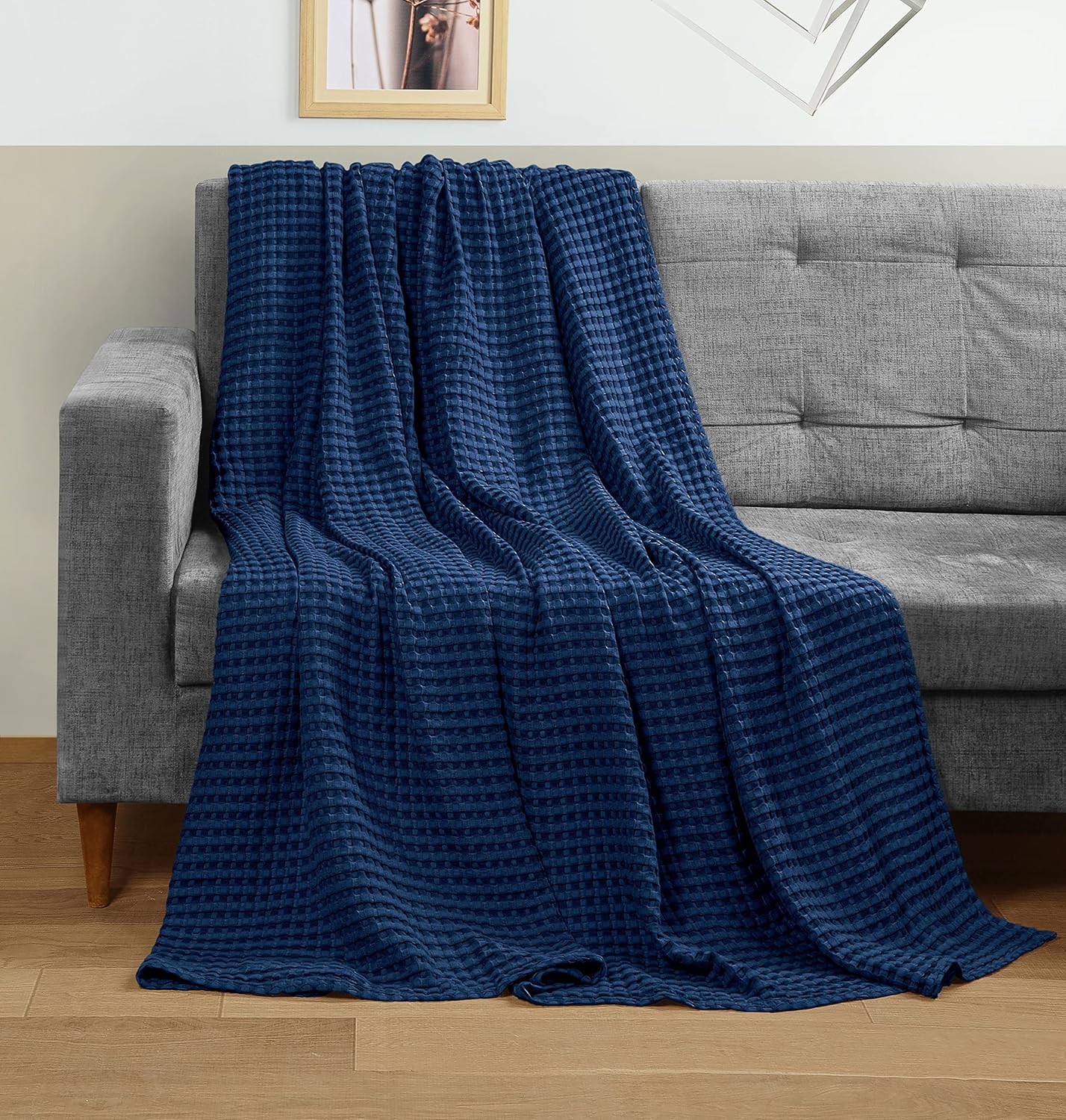 Utopia Bedding White 100% Cotton Waffle Blanket 300 GSM [King - 90x108 Inch] Soft Lightweight Breathable Bed Blanket for All Season