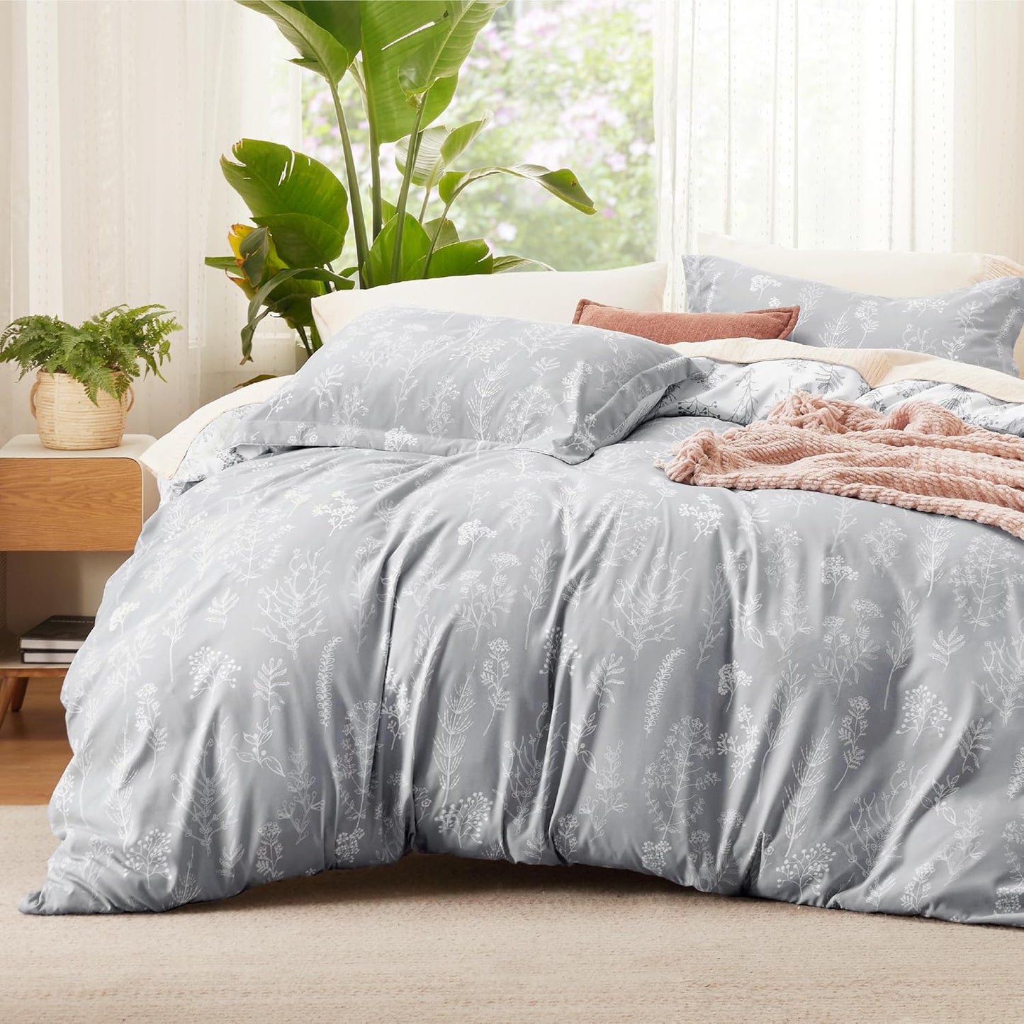 Bedsure Duvet Cover Queen Size - Gingham Reversible Buffalo Plaid Duvet Cover Set with Zipper Closure, 3 Pieces Blue Bedding Set with 8 Corner Ties and 2 Pillow Shams 20"x26"