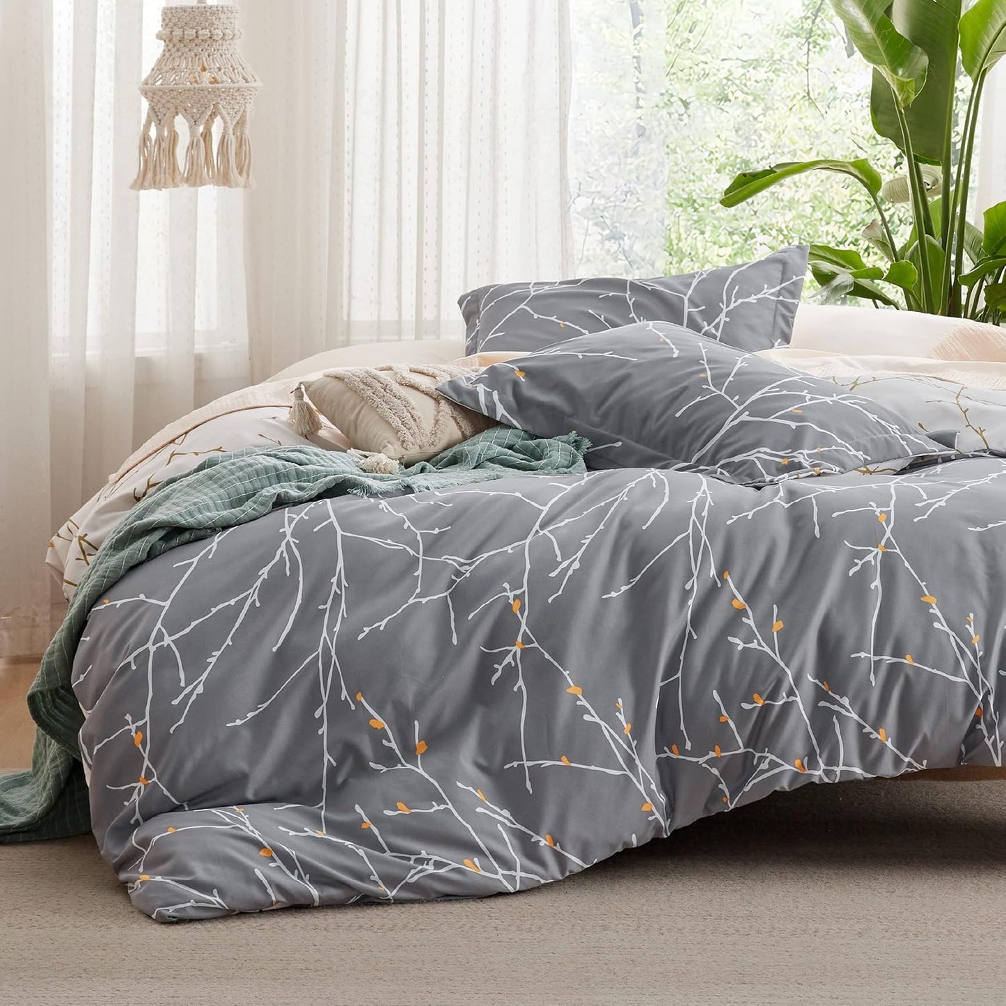 Bedsure Duvet Cover Queen Size - Gingham Reversible Buffalo Plaid Duvet Cover Set with Zipper Closure, 3 Pieces Blue Bedding Set with 8 Corner Ties and 2 Pillow Shams 20"x26"