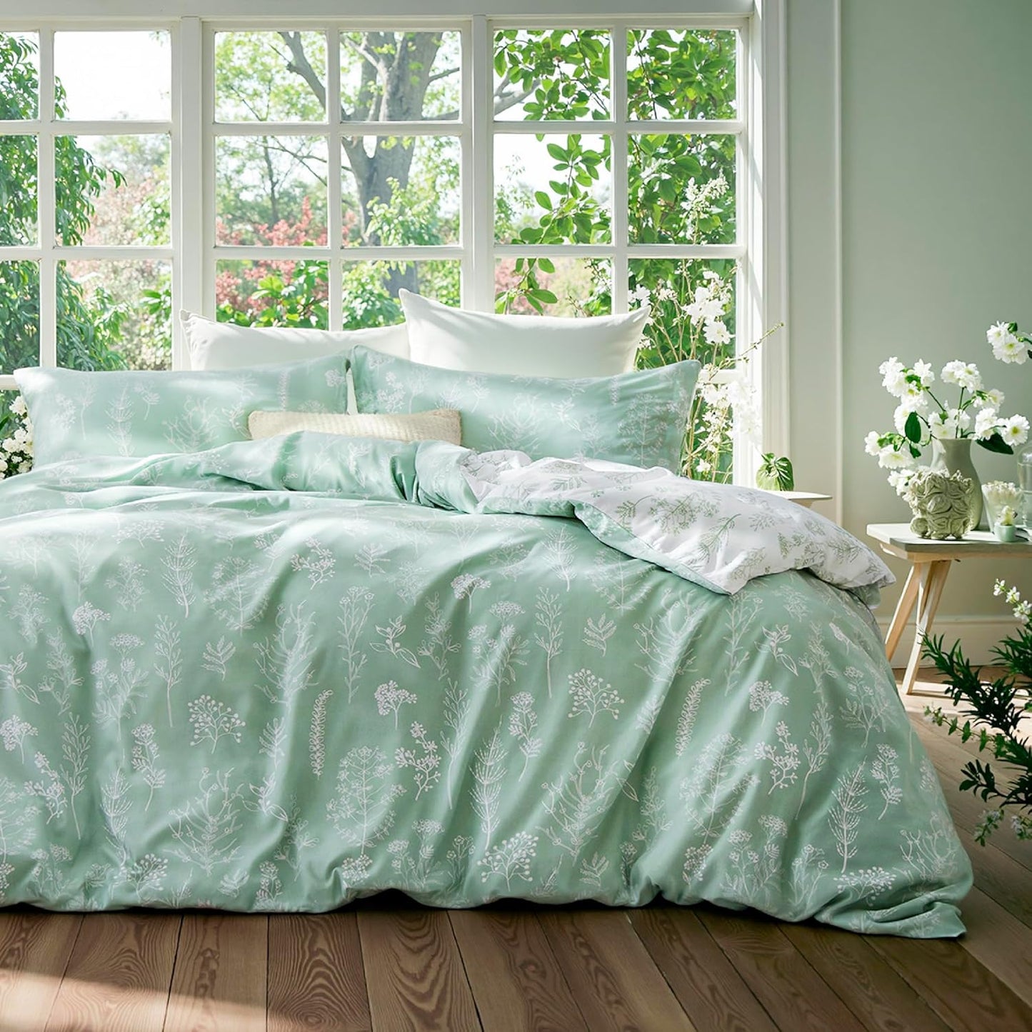 Bedsure Duvet Cover Queen Size - Gingham Reversible Buffalo Plaid Duvet Cover Set with Zipper Closure, 3 Pieces Blue Bedding Set with 8 Corner Ties and 2 Pillow Shams 20"x26"