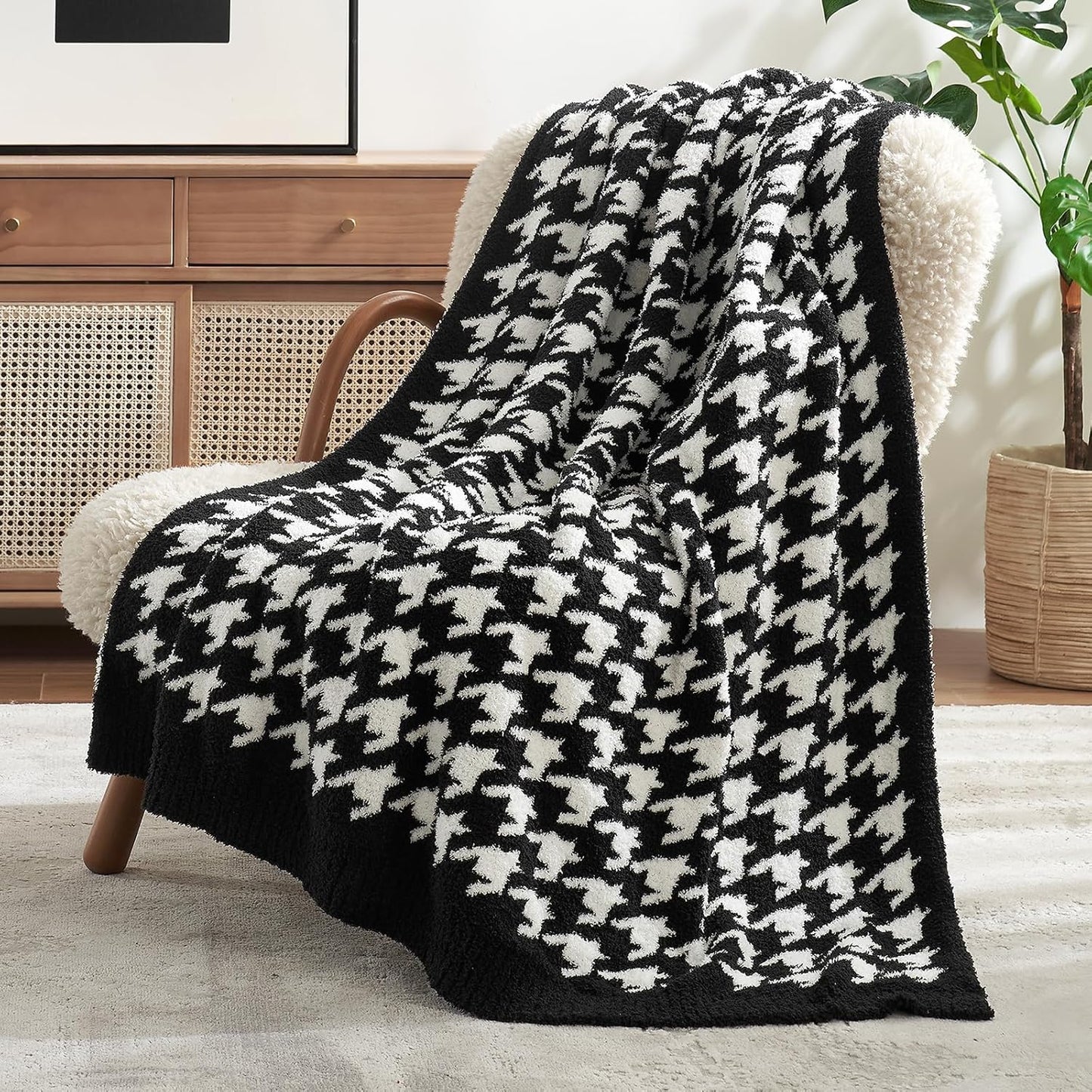 Snuggle Sac Buttery Ivory Throw Blanket for Couch, Reversible Super Soft Knitted Blankets, Warm Cozy Knit Fuzzy Plush Lightweight Throws Dupes for Sofa, Bed, Picnic, Ivory, 50 x 60 inches