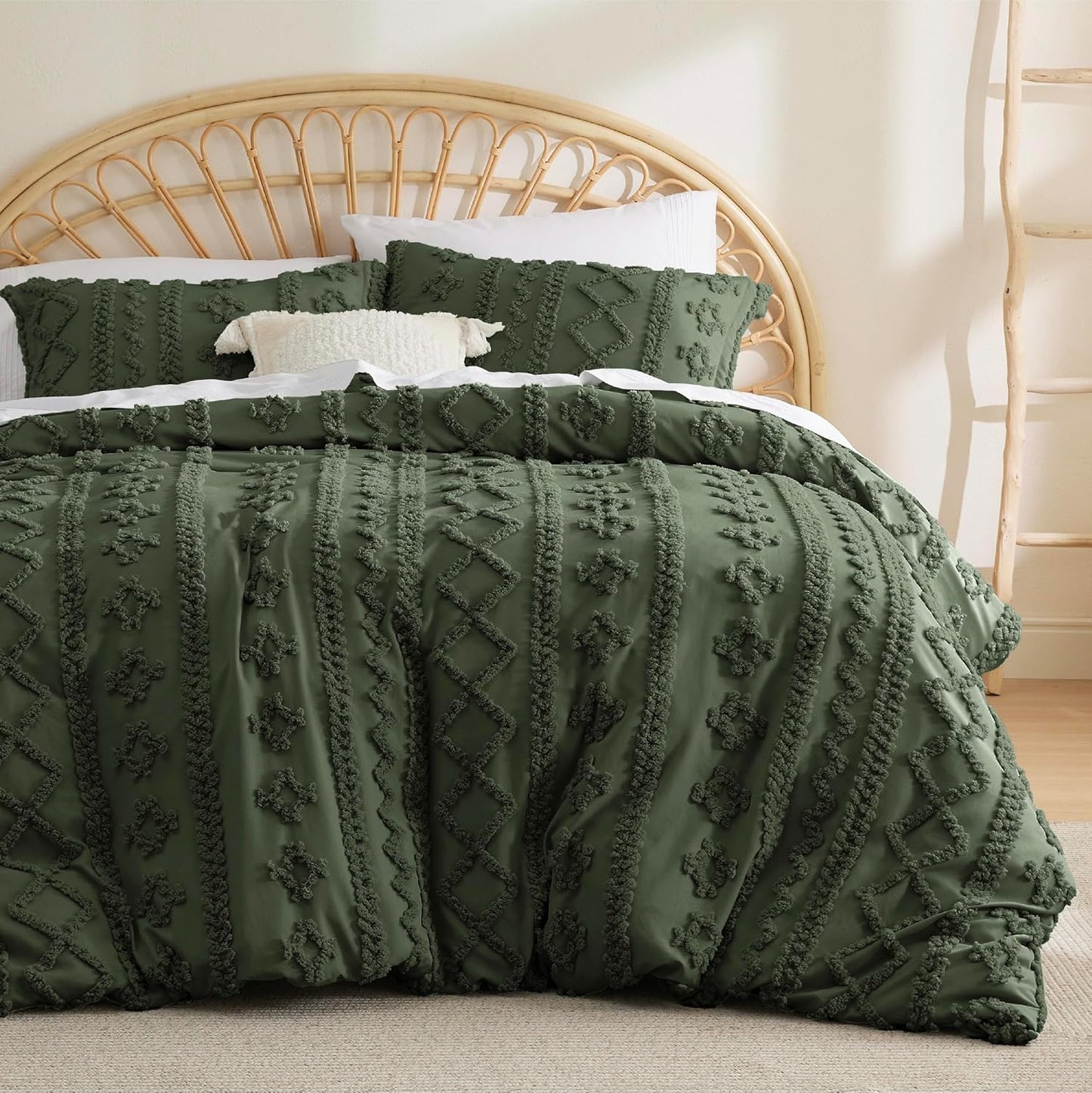Bedsure Boho Kids Duvet Cover Queen Size（Duvet Insert/Comforter not Included - Tufted Duvet Cover Queen for All Seasons,Soft Shabby Chic Boho Bedding (Beige, 90" x 90")