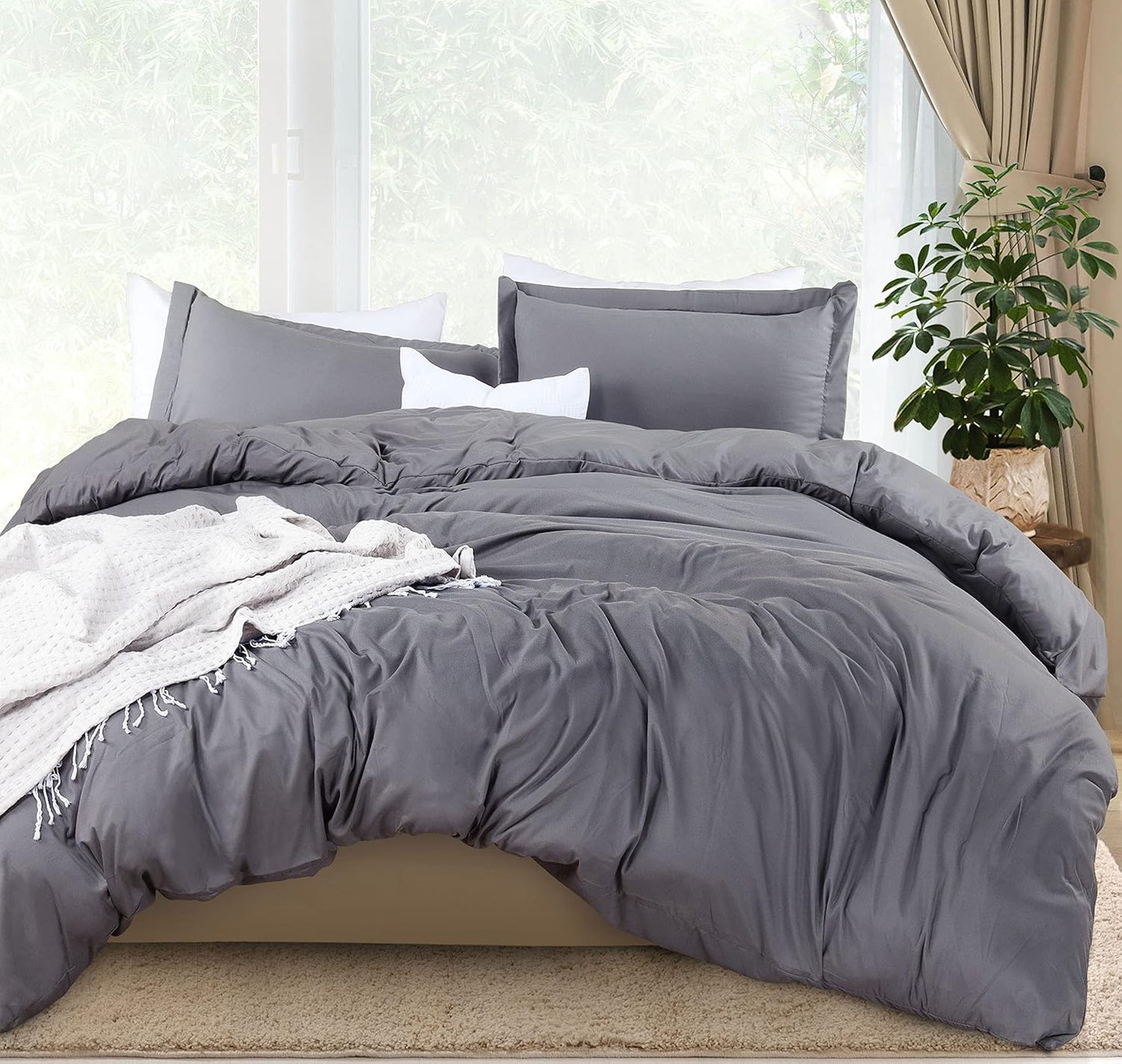 Utopia Bedding Duvet Cover Queen Size - 3 Piece with Zipper Closure - 1 Comforter Cover 90X90 Inches & 2 Pillow Shams 20X26 Inches (White) Comforter Not Included