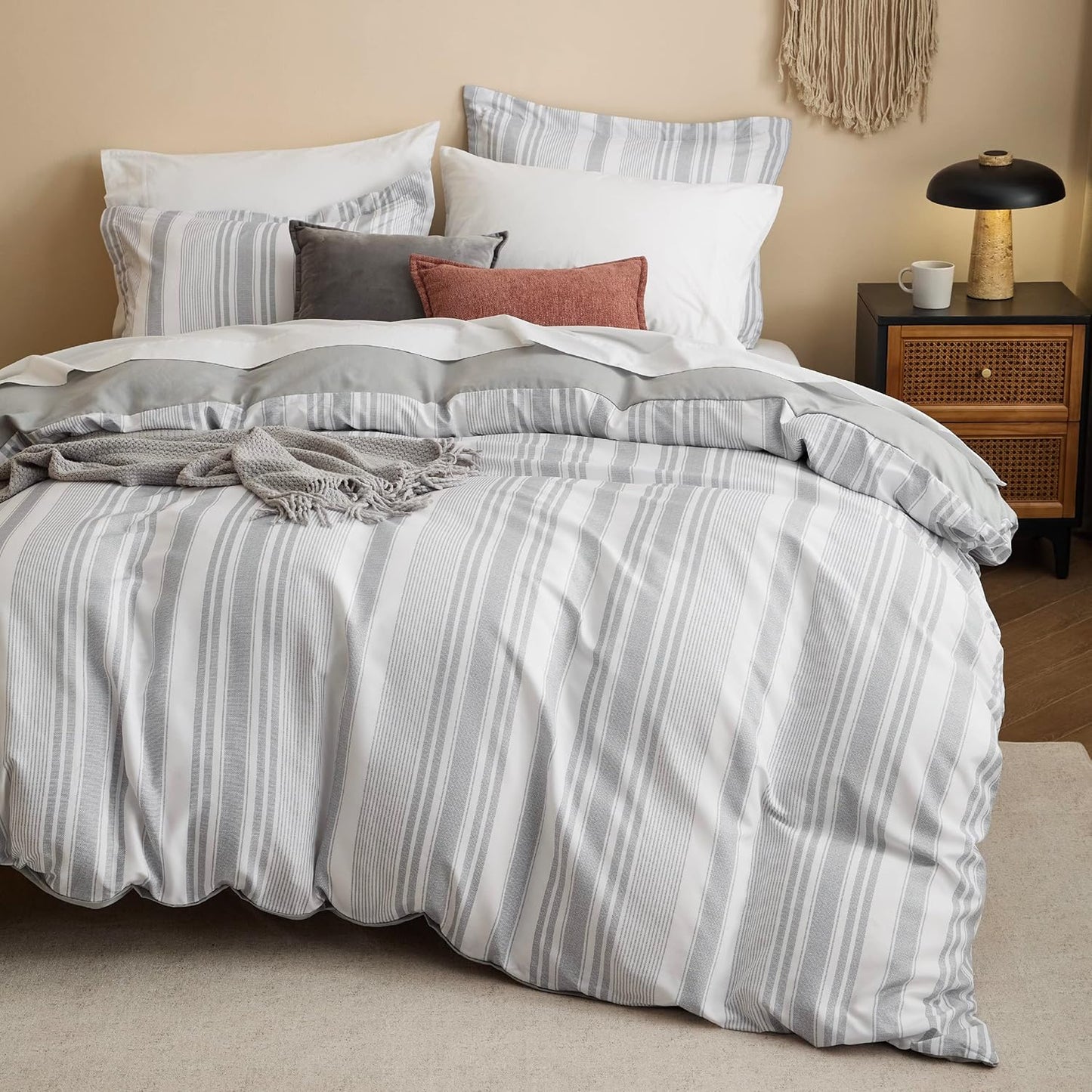 Bedsure Duvet Cover Queen Size - Gingham Reversible Buffalo Plaid Duvet Cover Set with Zipper Closure, 3 Pieces Blue Bedding Set with 8 Corner Ties and 2 Pillow Shams 20"x26"