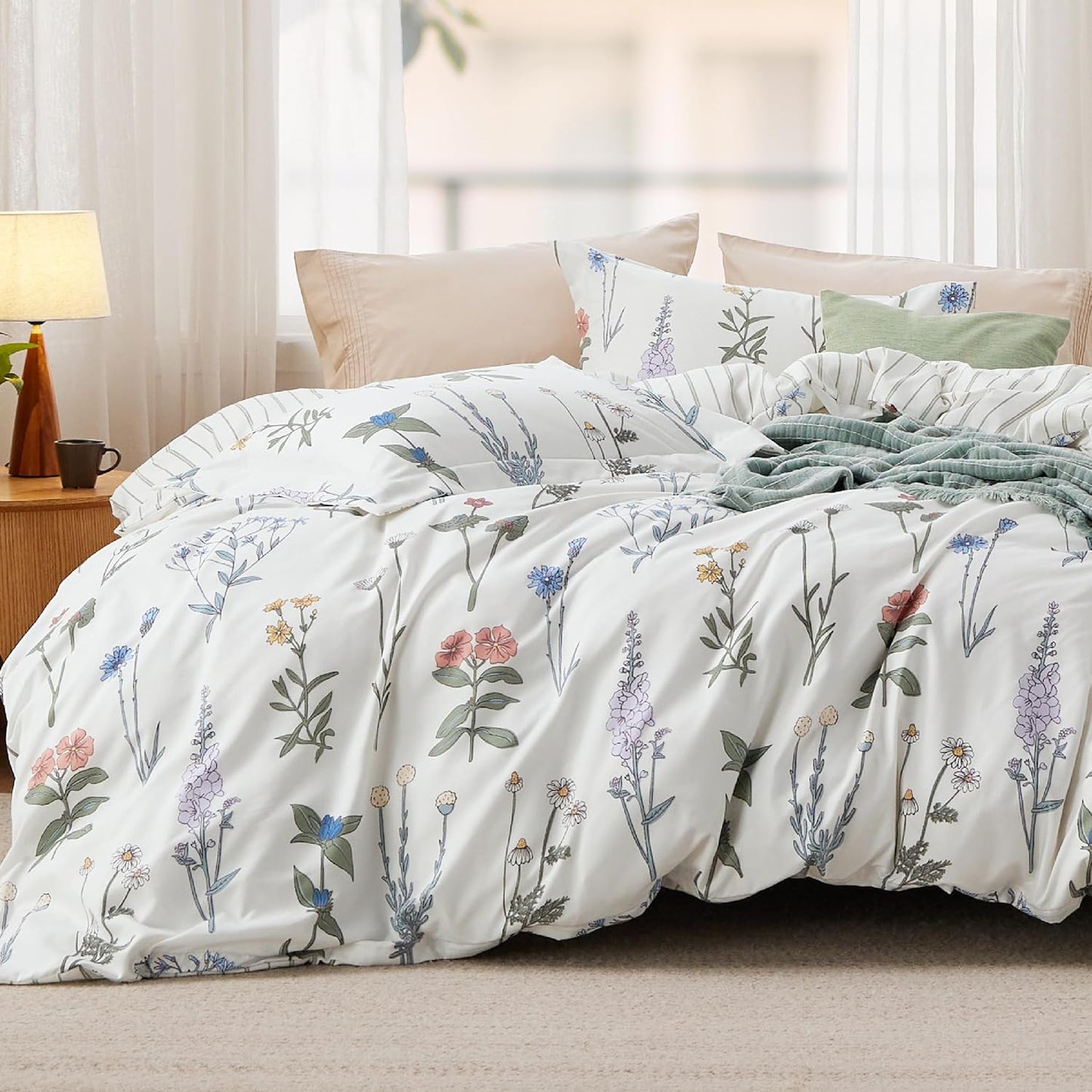 Bedsure Duvet Cover Queen Size - Gingham Reversible Buffalo Plaid Duvet Cover Set with Zipper Closure, 3 Pieces Blue Bedding Set with 8 Corner Ties and 2 Pillow Shams 20"x26"