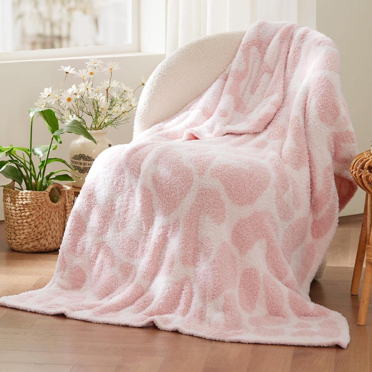 Bedsure Checkered Throw Blanket for Couch - Super Soft, Cozy & Warm Knit Blanket, Breathable, Lightweight & Fluffy for Bed & Sofa, Checkered Beige, 50x60 Inches