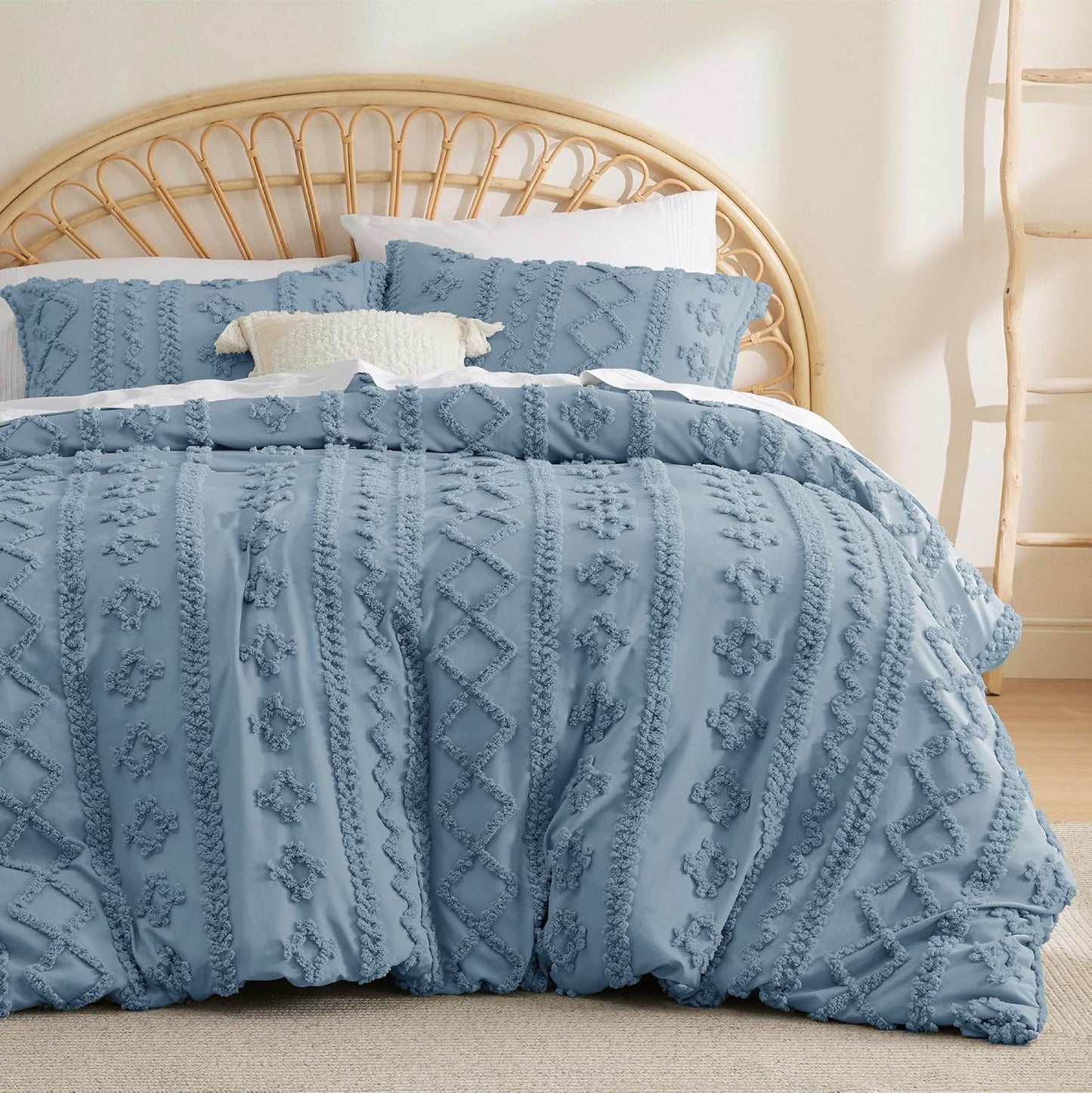 Bedsure Boho Kids Duvet Cover Queen Size（Duvet Insert/Comforter not Included - Tufted Duvet Cover Queen for All Seasons,Soft Shabby Chic Boho Bedding (Beige, 90" x 90")