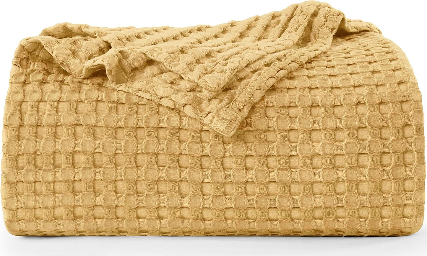 Utopia Bedding White 100% Cotton Waffle Blanket 300 GSM [King - 90x108 Inch] Soft Lightweight Breathable Bed Blanket for All Season