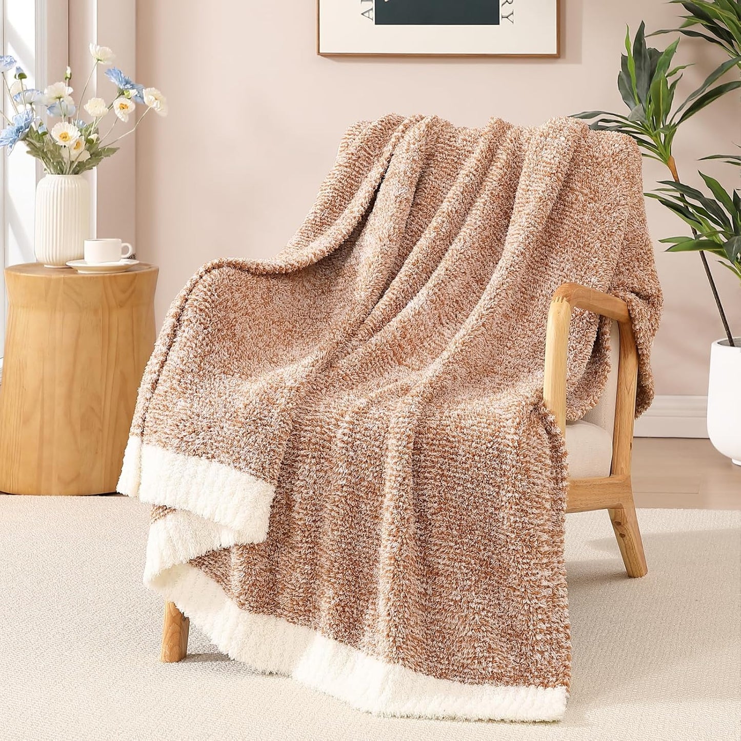 WRENSONGE Checkered Throw Blanket, Sage Green Soft Cozy Fluffy Hand Made Throw Blankets for Couch, Sofa, Chair, Bed, Camping, Picnic, Travel Lightweight Bed Blankets for Women Mothers Birthday Gifts