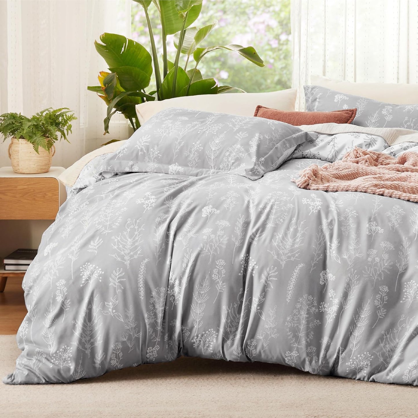 Bedsure Duvet Cover Queen Size - Gingham Reversible Buffalo Plaid Duvet Cover Set with Zipper Closure, 3 Pieces Blue Bedding Set with 8 Corner Ties and 2 Pillow Shams 20"x26"