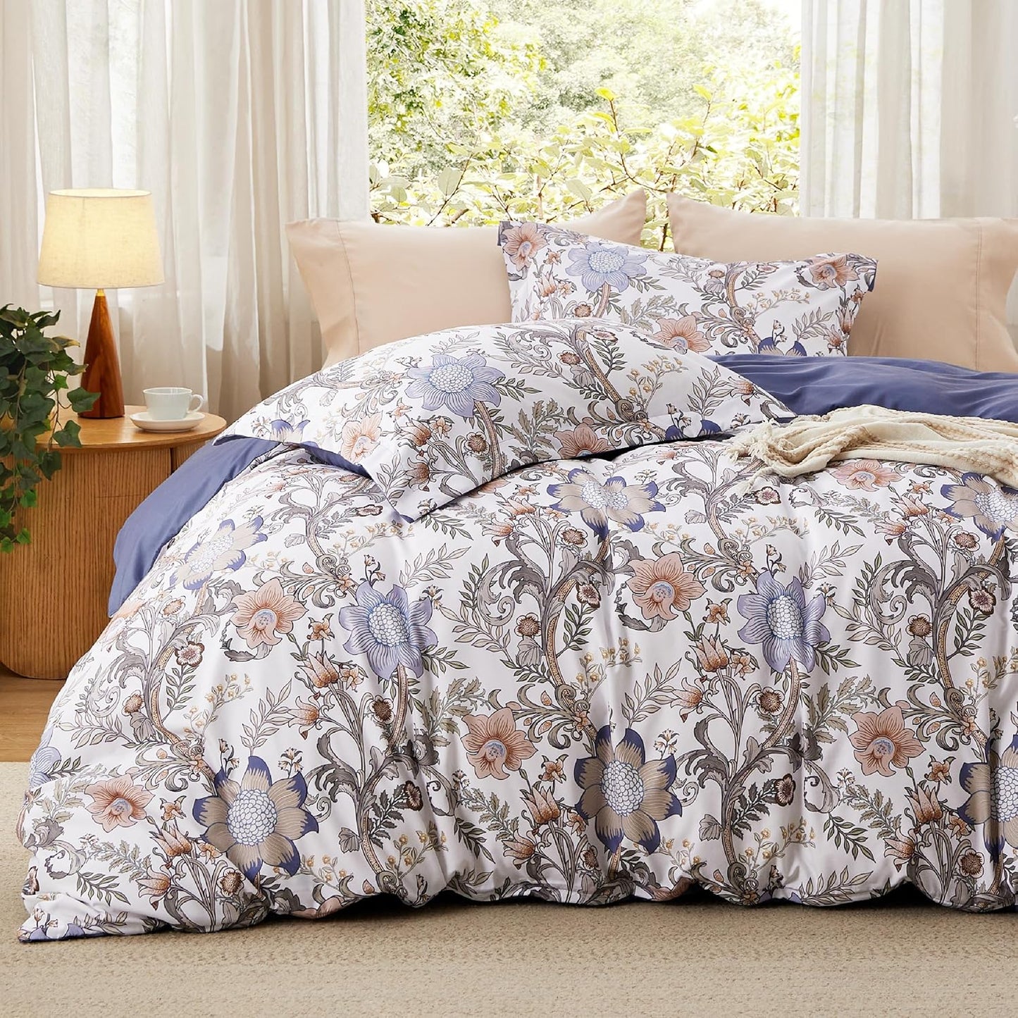 Bedsure Duvet Cover Queen Size - Gingham Reversible Buffalo Plaid Duvet Cover Set with Zipper Closure, 3 Pieces Blue Bedding Set with 8 Corner Ties and 2 Pillow Shams 20"x26"